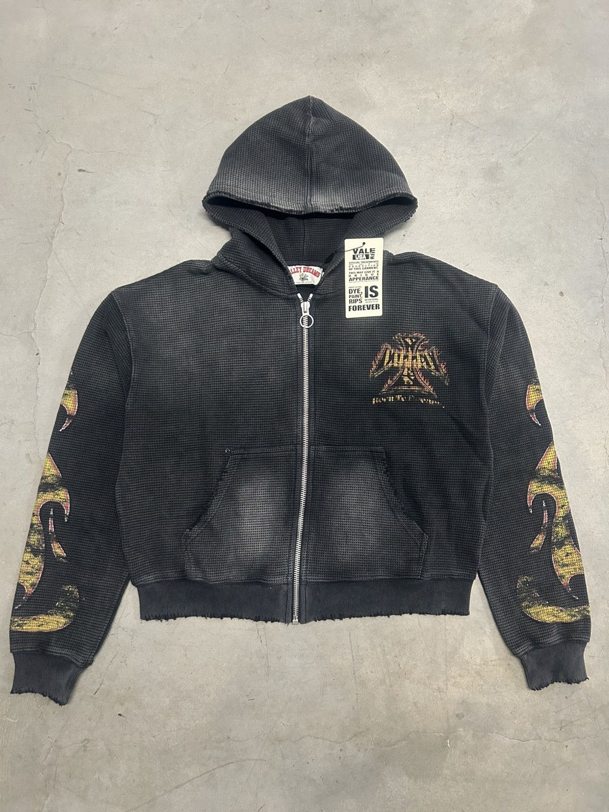 Vale Vale Forever Valley Reborn Black Waffle Knit Zip Up Hoodie Size US S / EU 44-46 / 1 - 1 Thumbnail