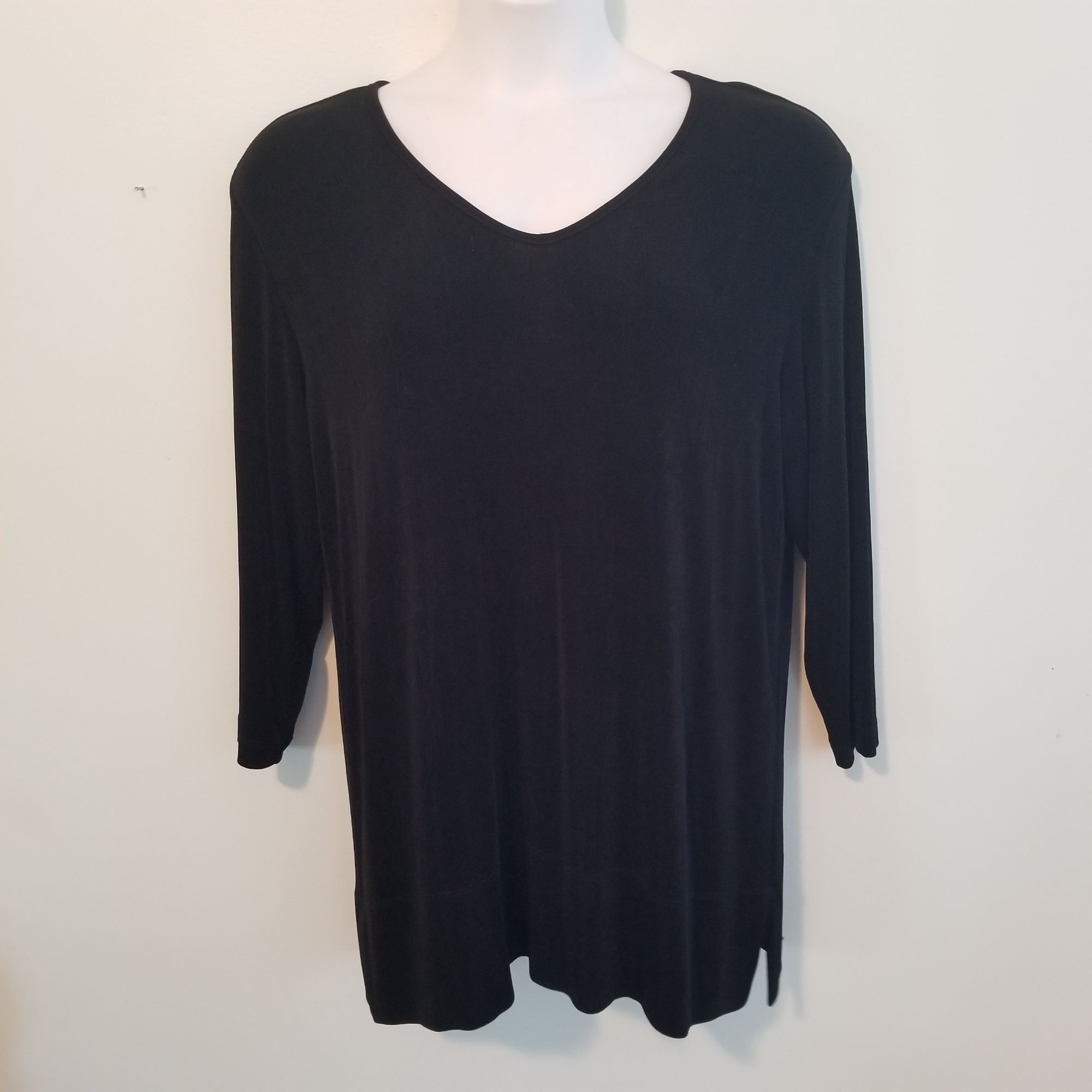 Chicos Chicos Travelers 3 Black Liquid Knit Slinky Skirt Tunic Top Size XL / US 12-14 / IT 48-50 - 3 Thumbnail