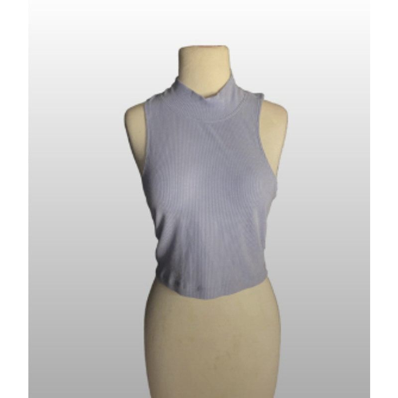Aeropostale Aeropostale Ribbed Mock Neck Lavender Crop Tank Top Size L Size L / US 10 / IT 46 - 3 Thumbnail