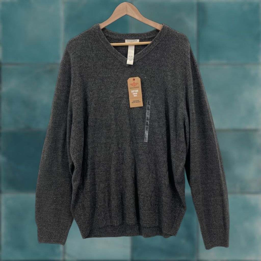 Dockers Dockers Sweater Mens XL Gray Asphalt Crewneck Knit Pullover Easy Care NWT Vintage No Size US XL / EU 56 / 4 - 1 Thumbnail