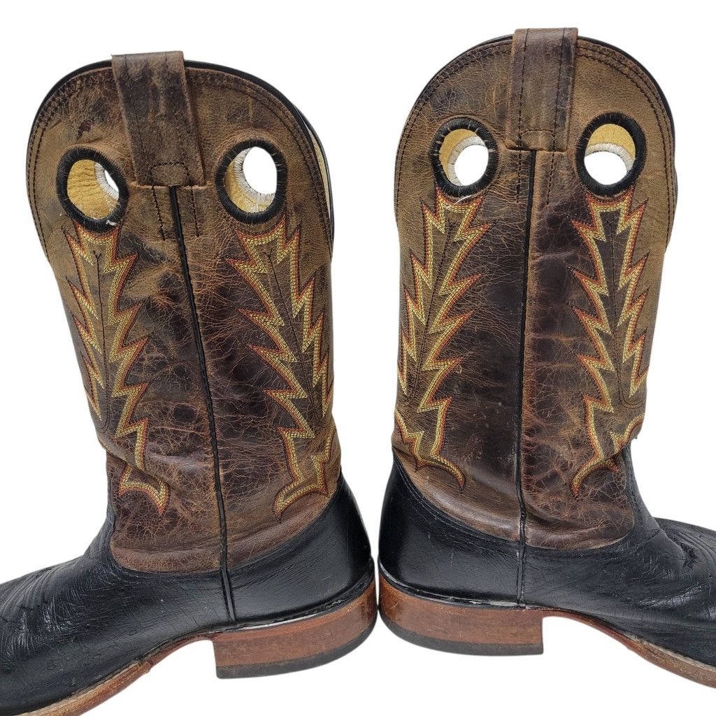 Other Cavenders Men's Western Square Toe Ostrich Leather Boots 10D Size US 10 / EU 43 - 3 Thumbnail