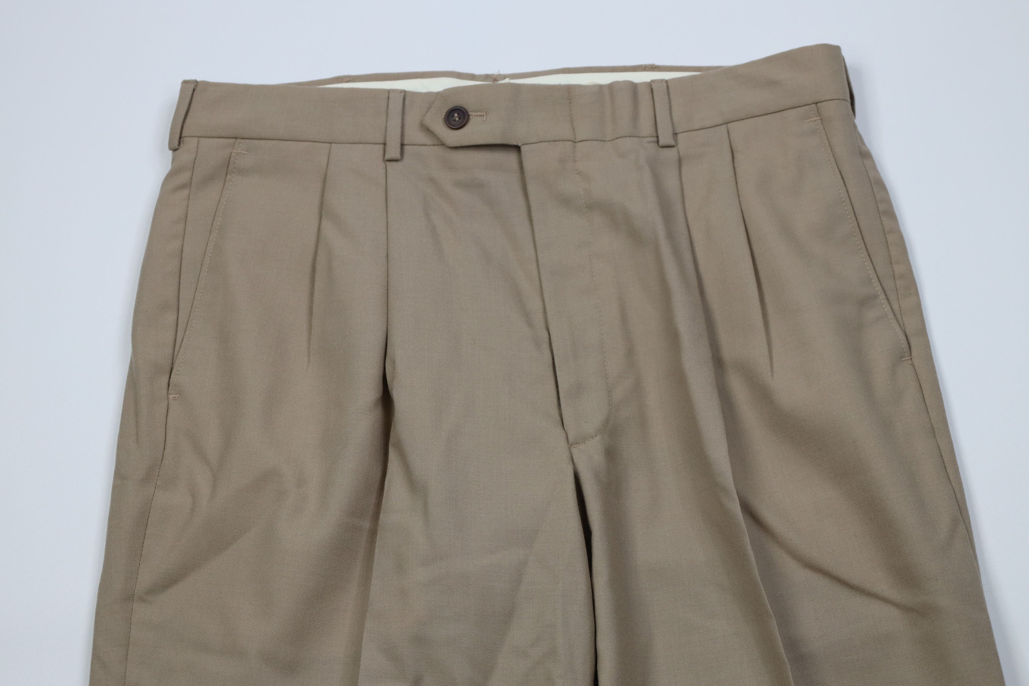 Vintage Vintage 90s Streetwear Wool Pleated Wide Leg Chino Pants Size US 34 / EU 50 - 2 Thumbnail