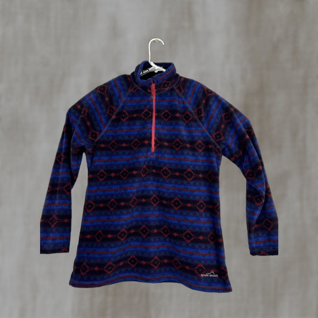 Eddie Bauer Eddie Bauer Women's Jacket 1/4 Zip Fleece Southwestern Aztec Blue Multicolor L Size L / US 10 / IT 46 - 1 Thumbnail