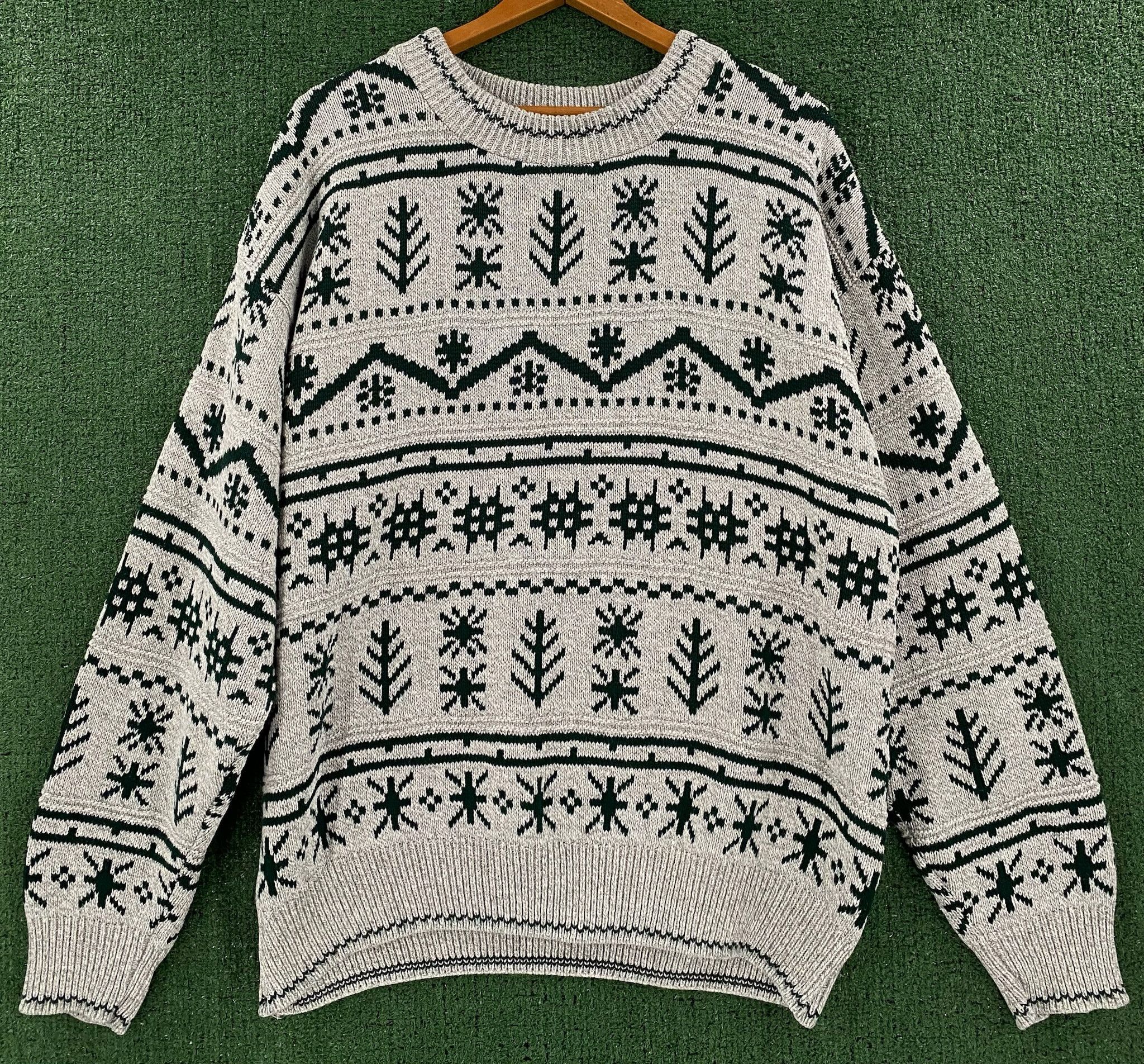 Vintage 90’s John Weitz Patterned Knit Cotton Sweater Men’s Size XL Size US XL / EU 56 / 4 - 1 Thumbnail