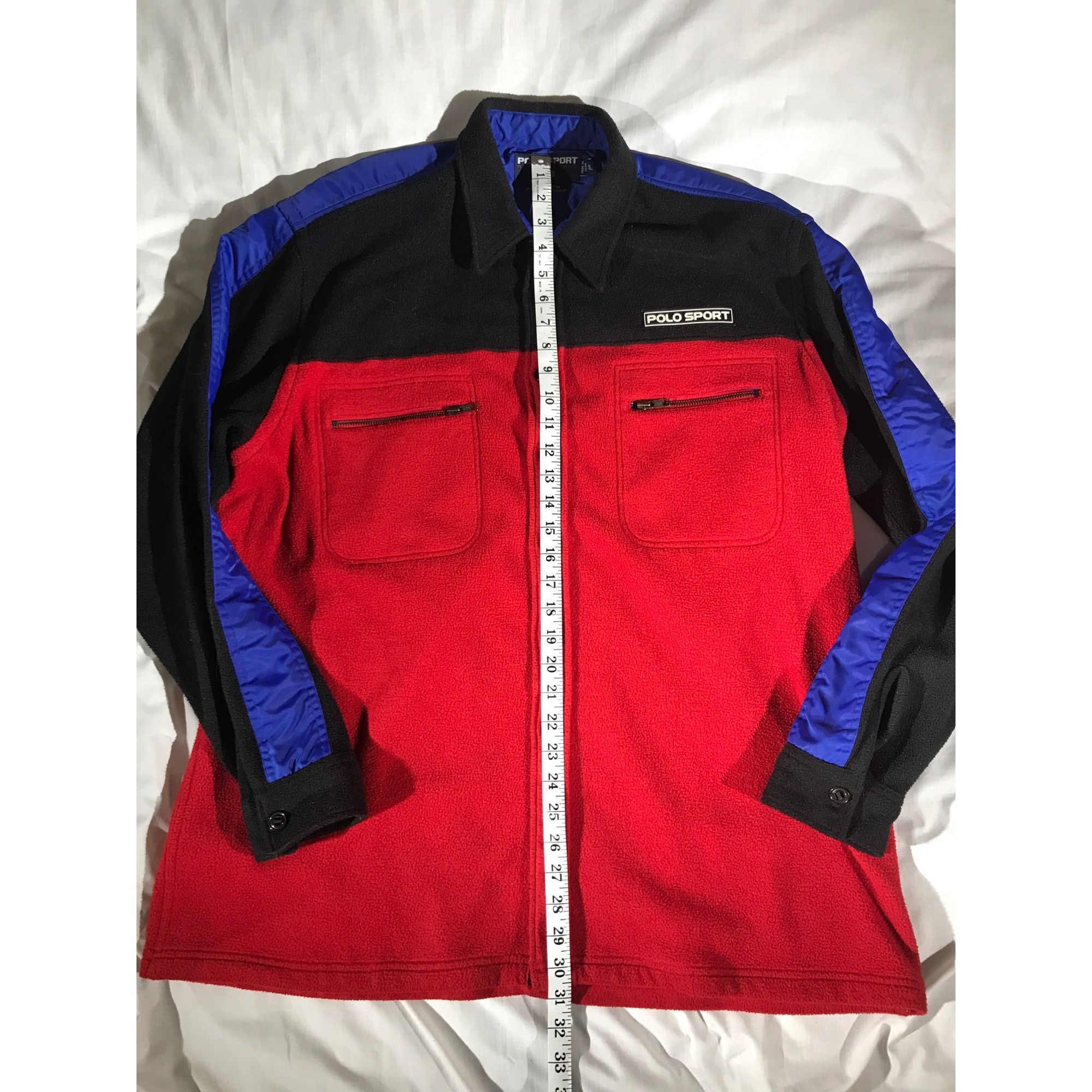 Vintage Polo Sport Men's Red/Black/Blue Fleece Poly Button Shacket Size US XL / EU 56 / 4 - 6 Thumbnail