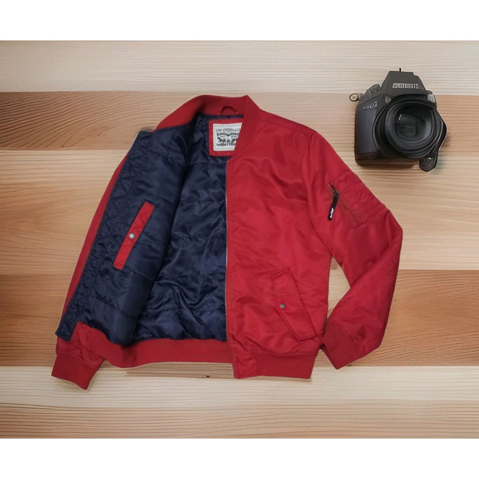 Levi's Levi's Men's Red Flight Satin Unfilled Ma-1 Bomber Jacket S Size US M / EU 48-50 / 2 - 1 Thumbnail