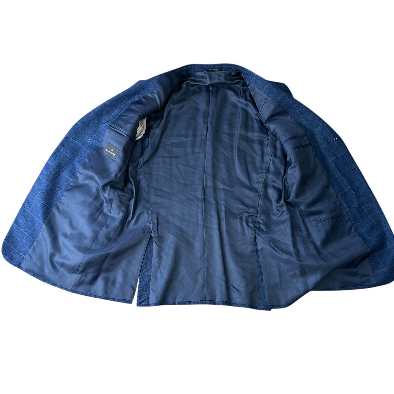 Ermenegildo Zegna Ermenegildo Zegna Blazer Jacket Men 44R Blue Windowpane Wool Size 44R - 6 Thumbnail