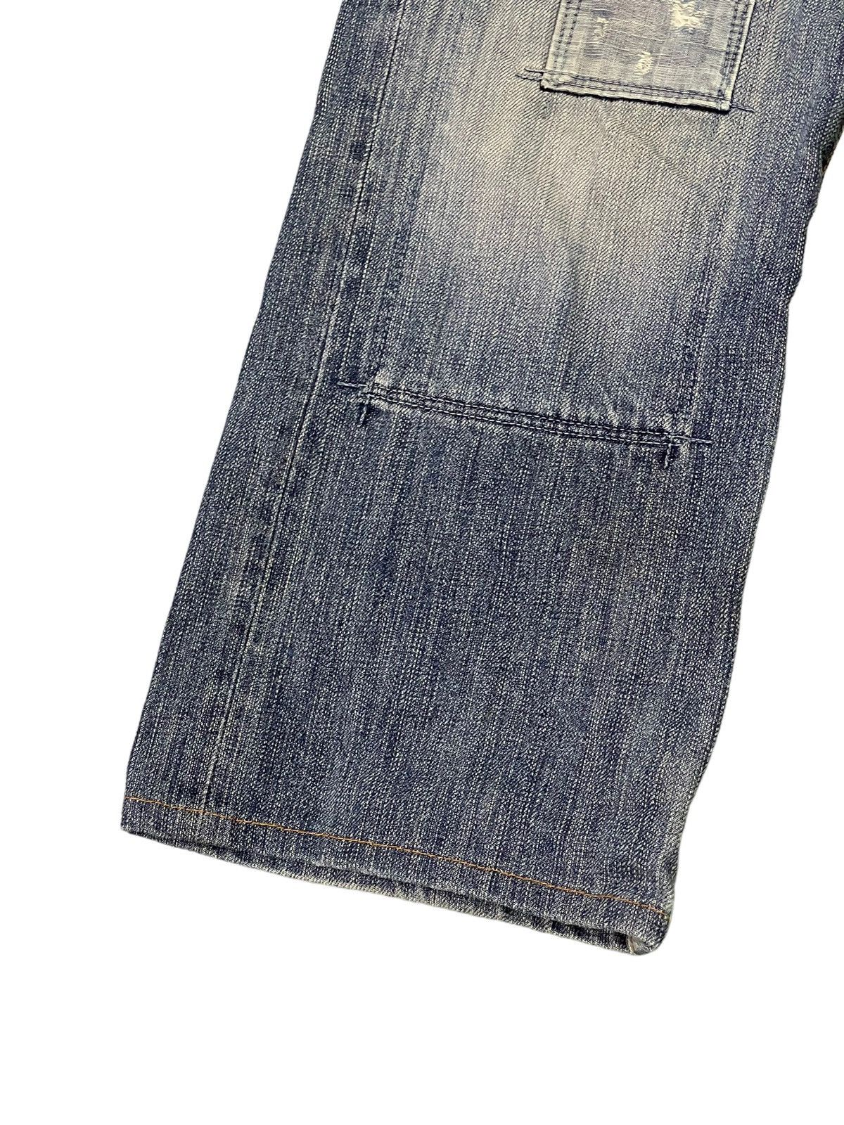 Japanese Brand Boro Jeans Bartacks Japan Patchwork Denim Cropped 7🟦9 Size US 29 - 5 Thumbnail