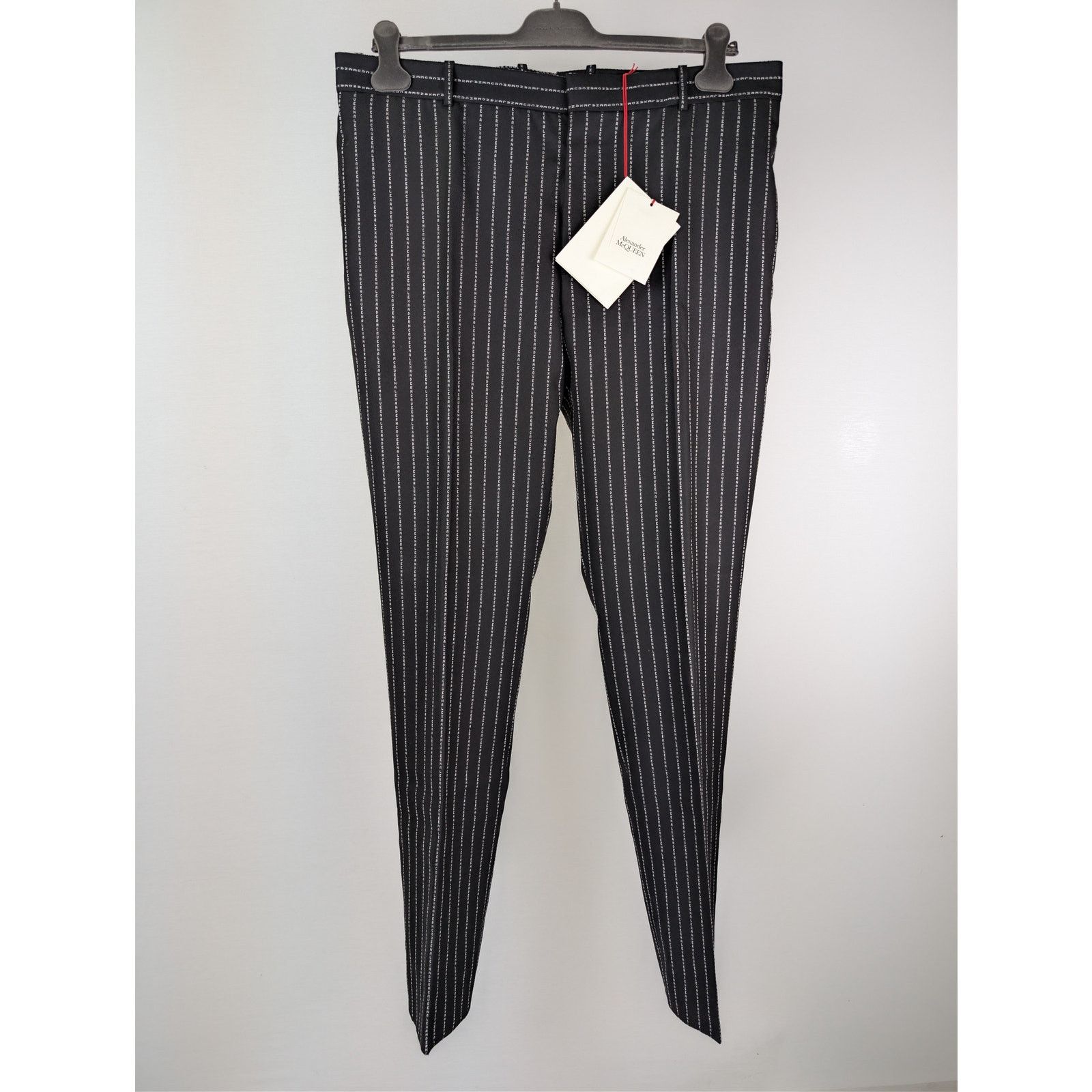 Alexander McQueen o1rshd1 McQueen Lettered Pinstripe Pants in Black/White Size US 40 / EU 56 - 2 Thumbnail