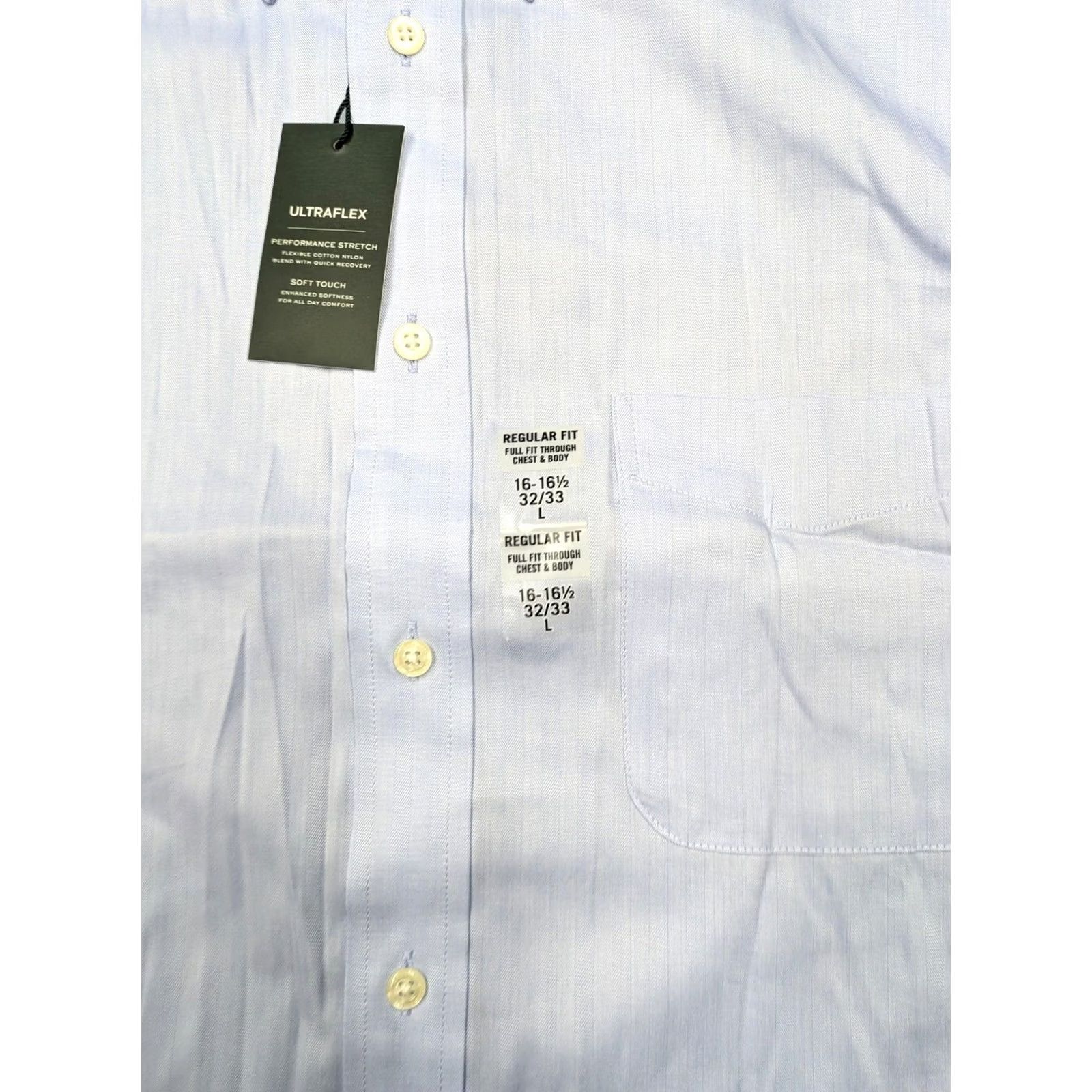 Ralph Lauren Lauren Ralph Shirt Mens L Blue Herringbone Regular Fit Size US L / EU 52-54 / 3 - 3 Thumbnail