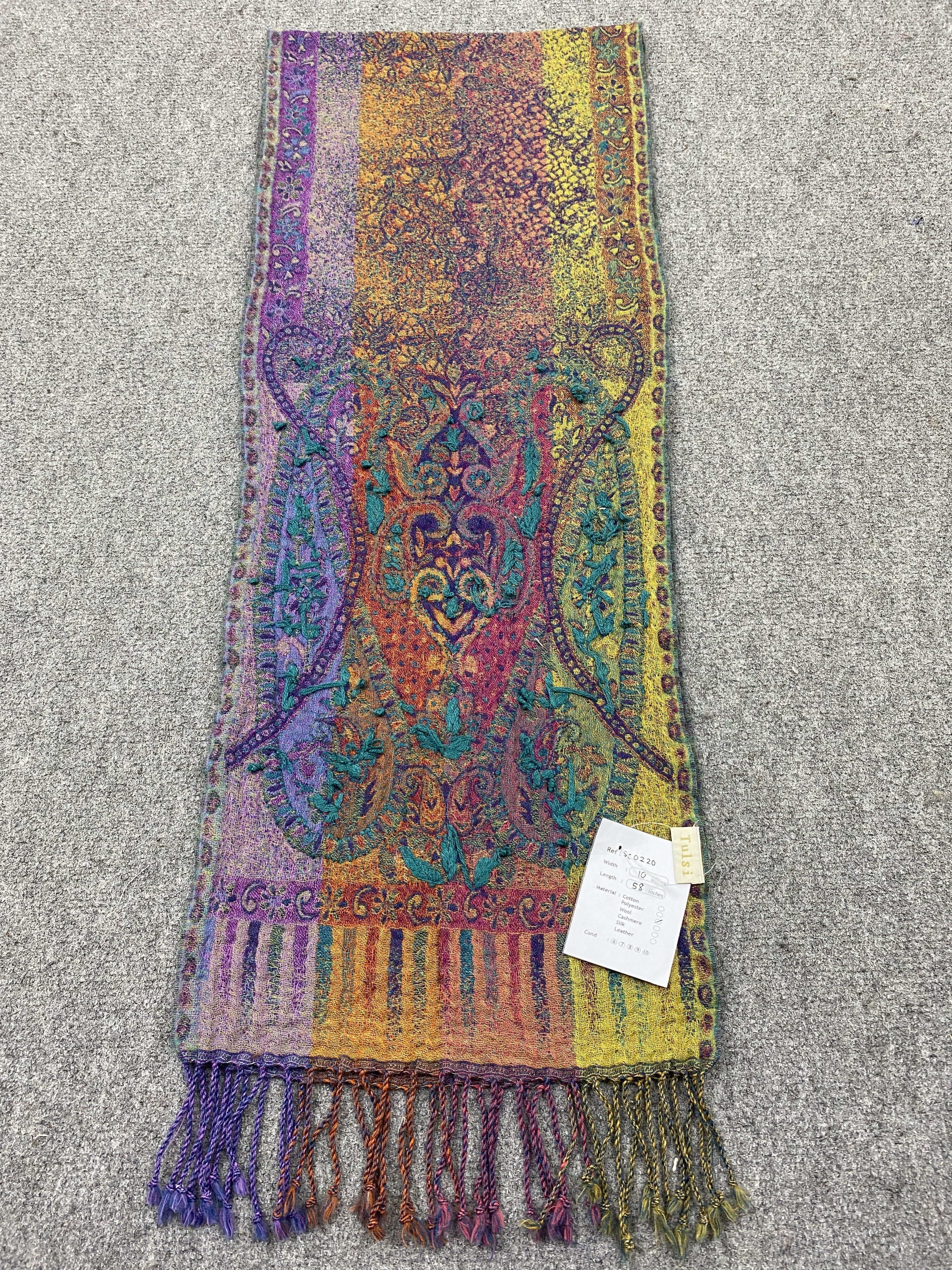Japanese Brand Tulsi Japan Made Colourfull Paisley Scarf Neckwear SC0220 Size ONE SIZE - 2 Thumbnail