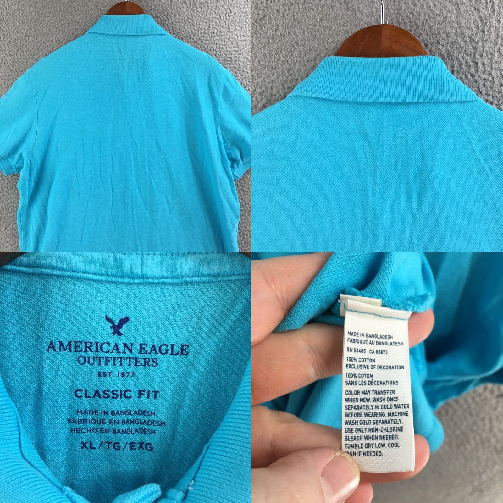 American Eagle Outfitters American Eagle Polo Shirt Mens XL Classic Fit Short Sleeve Cotton Turquoise Blue Size US XL / EU 56 / 4 - 8 Thumbnail