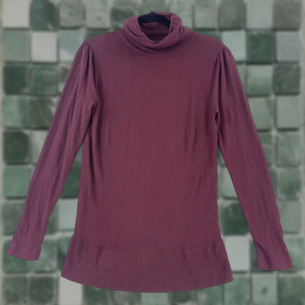 Vintage Peruvian Connection Burgundy Turtle Neck Shirt Womens Small Long Sleeve Cotton Size S / US 4 / IT 40 - 1 Thumbnail