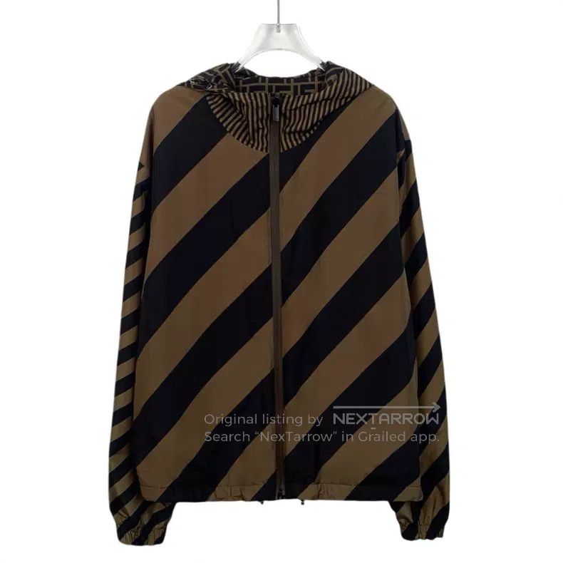 Fendi Fendi Dark Brown Logo Monogram Printed Hooded Zip-Up Long Size US M / EU 48-50 / 2 - 3 Thumbnail
