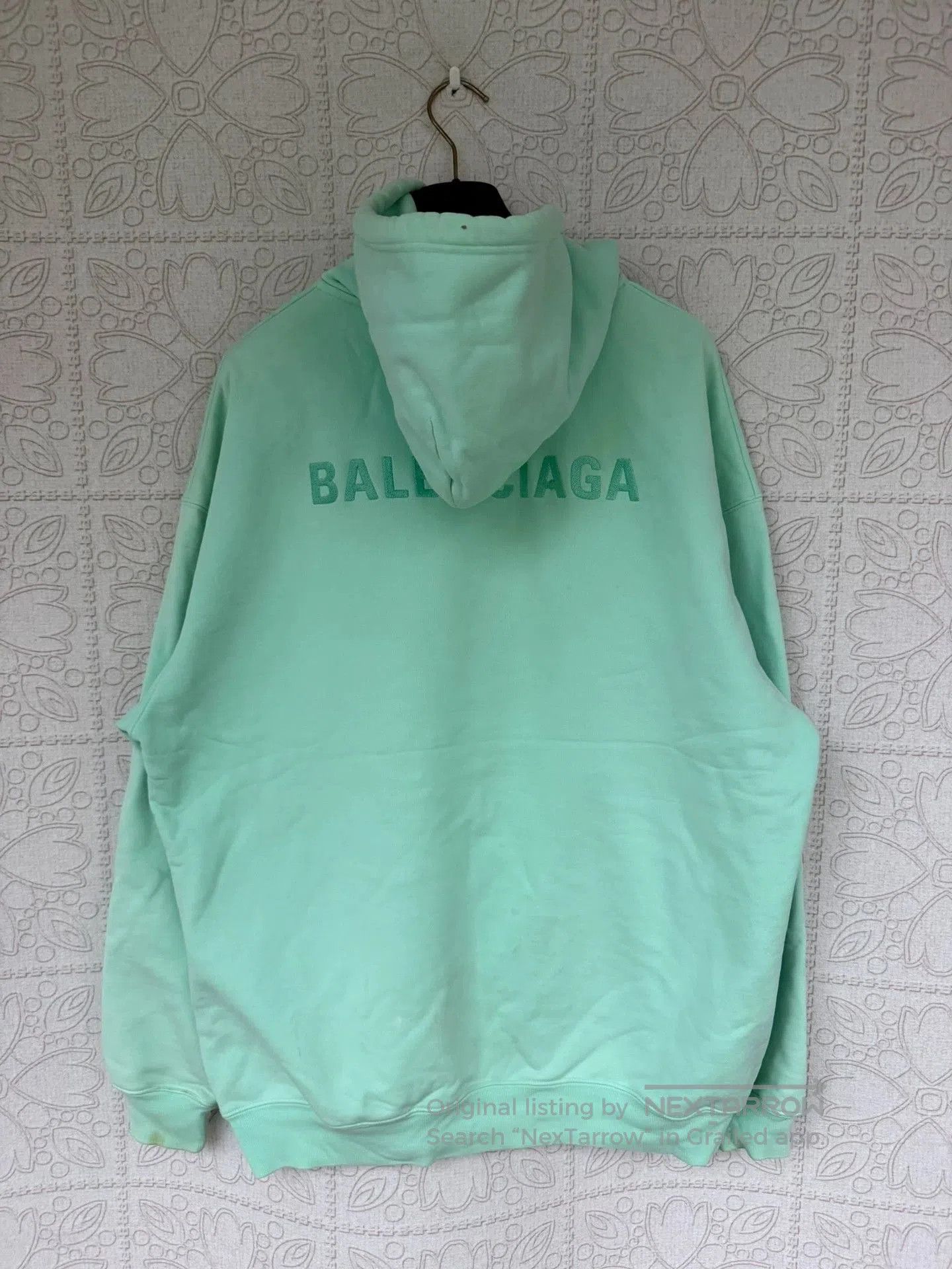 Balenciaga balenciaga mint green logo embroidered hoodie. Size US L / EU 52-54 / 3 - 2 Thumbnail