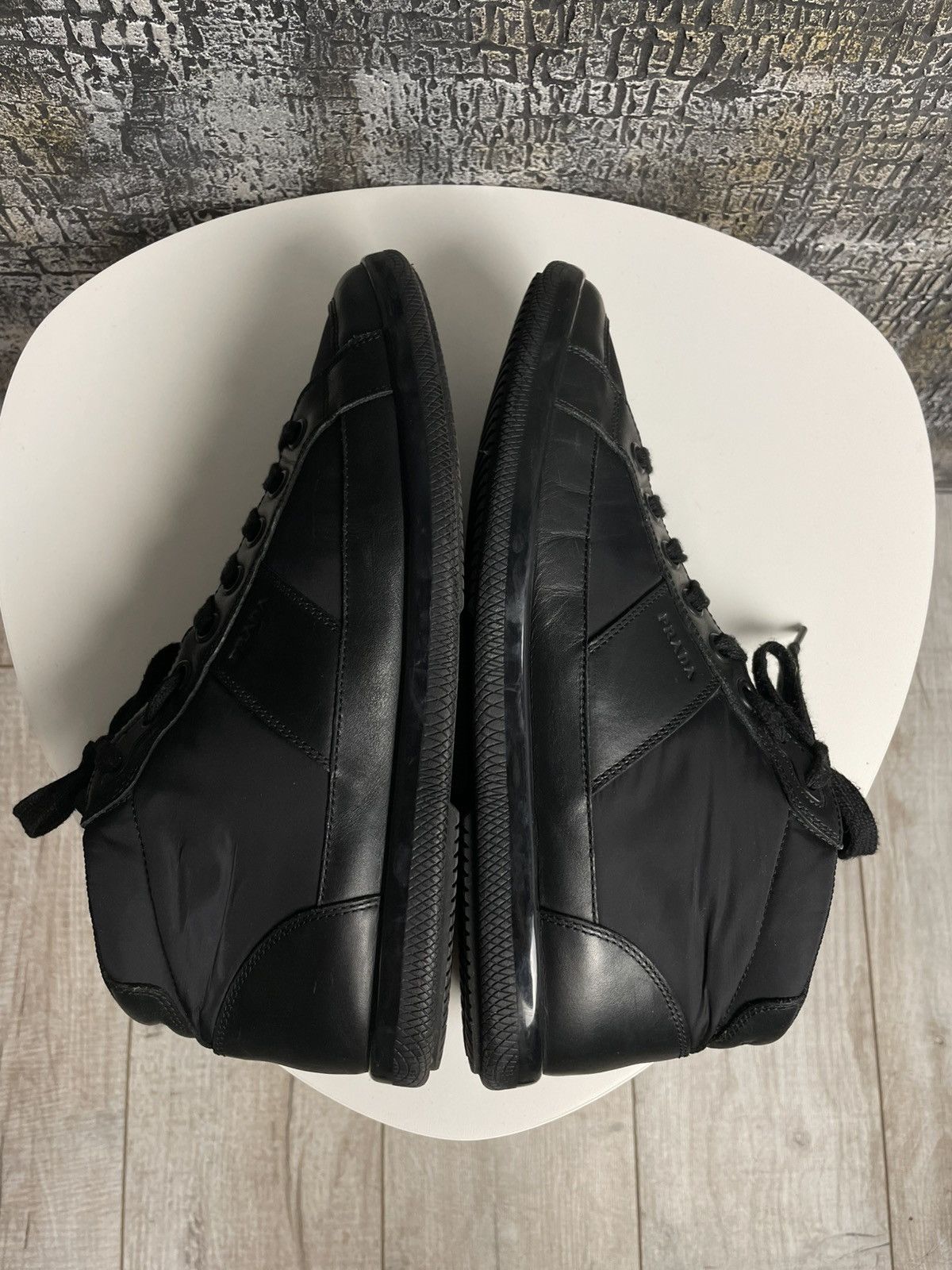 Prada Prada Shoes Black High Top Sneakers Leather Shoes Size US 9 / EU 42 - 18 Thumbnail