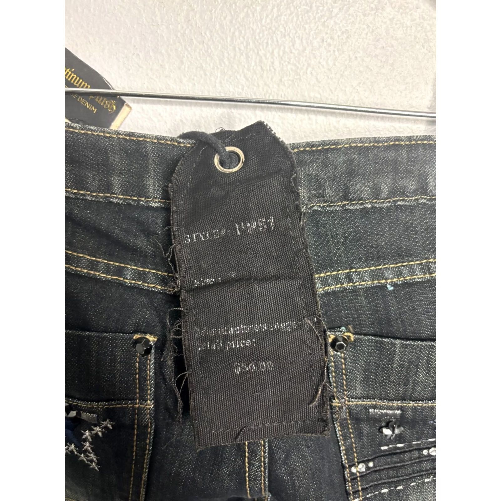 Vintage Platinum Plush Jeans Bootcut Stars Black 7 Women Regular 28 Inseam 33 Denim Cotton/Spandex Polyester NWT NWT bootscut jeans Size 28" / US 6 / IT 42 - 3 Thumbnail