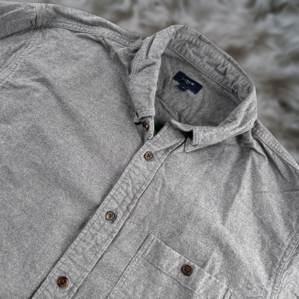 J.Crew J.CREW Men’s Shirt Button-Up Gray 100% Cotton Flannel Medium Size US M / EU 48-50 / 2 - 1 Thumbnail