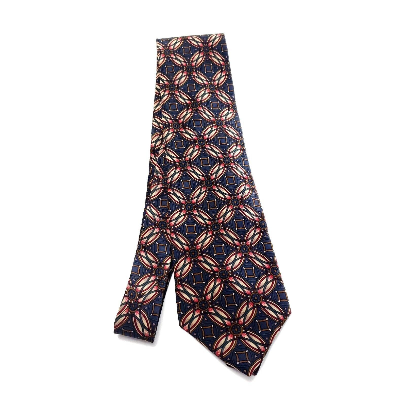 Designer Hunting Horn Blue Red Silk Tie Woven Short Geometric Size ONE SIZE - 6 Thumbnail