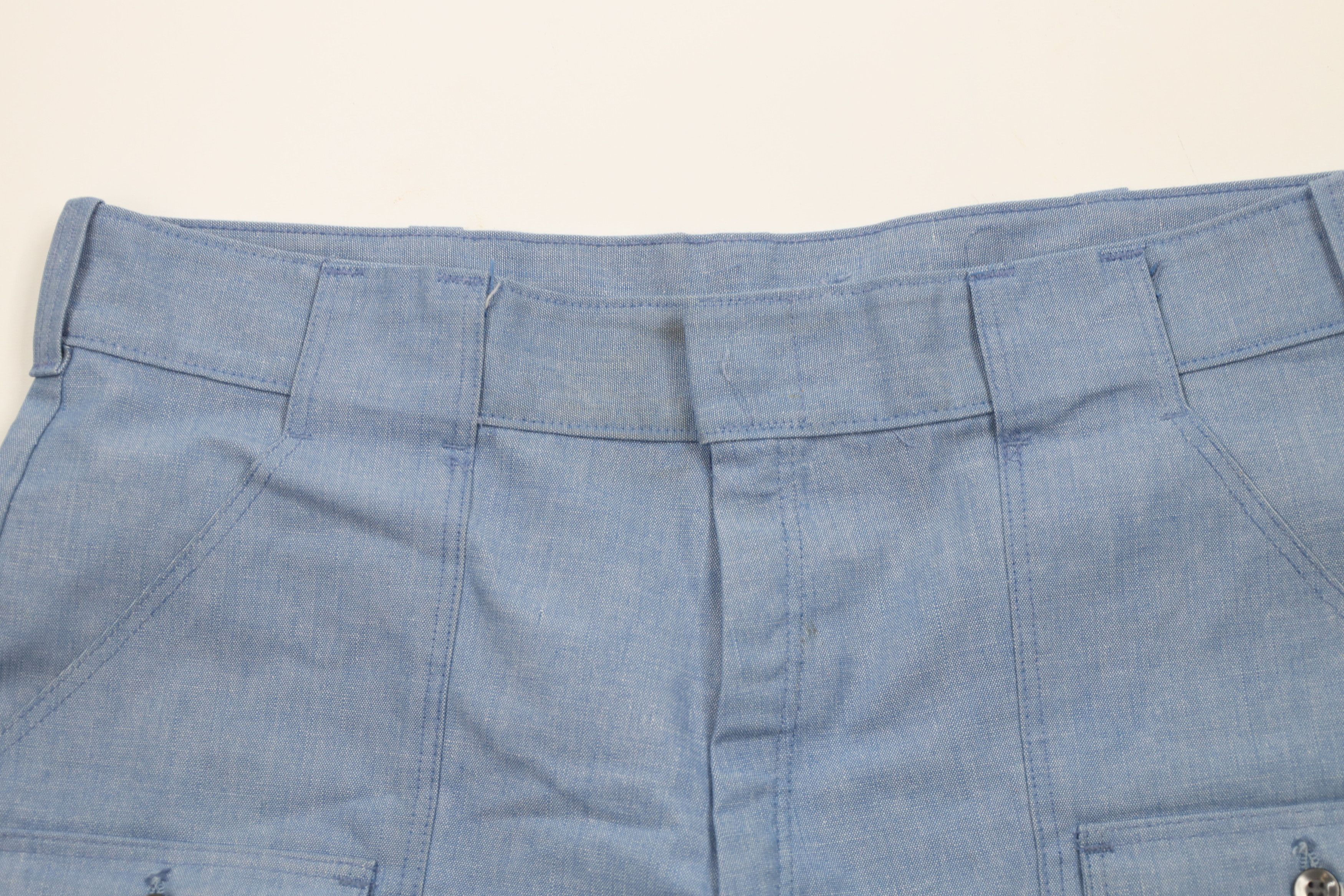 Vintage Vintage 70s Streetwear Chambray Above Knee Shorts Blue USA Size US 36 / EU 52 - 2 Thumbnail