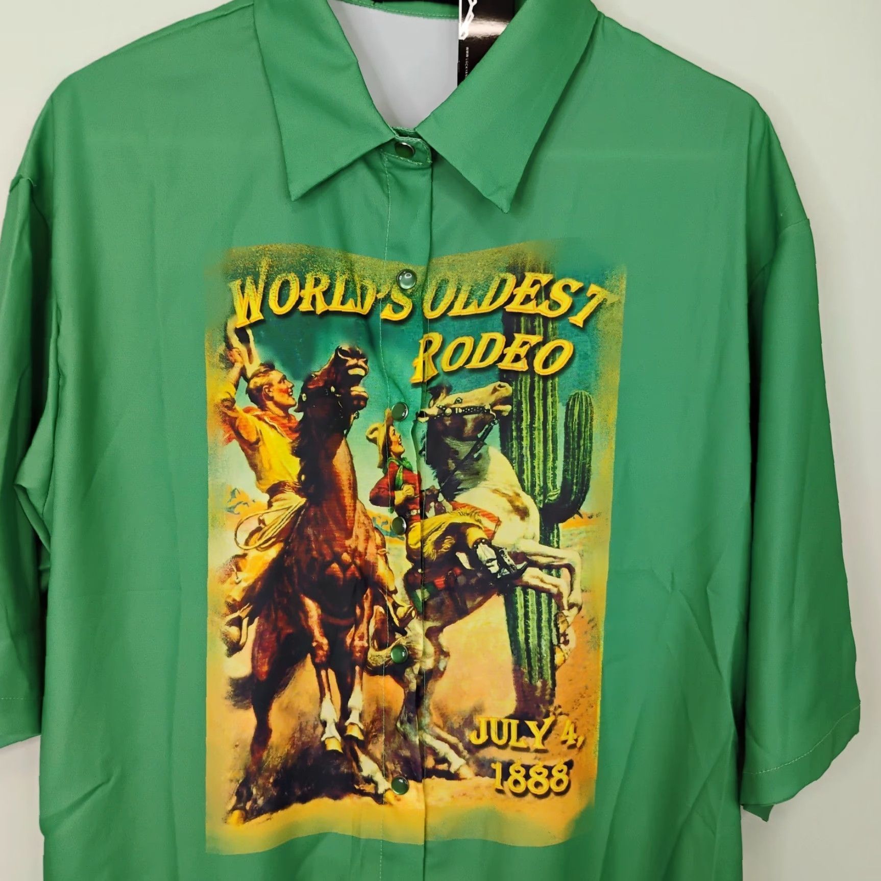 Vintage Lucky & Blessed Shirt Dress Short Sleeve Retro Solid Green Pockets Vintage No NWT Small Womens Dress Shirt Size S / US 4 / IT 40 - 3 Thumbnail