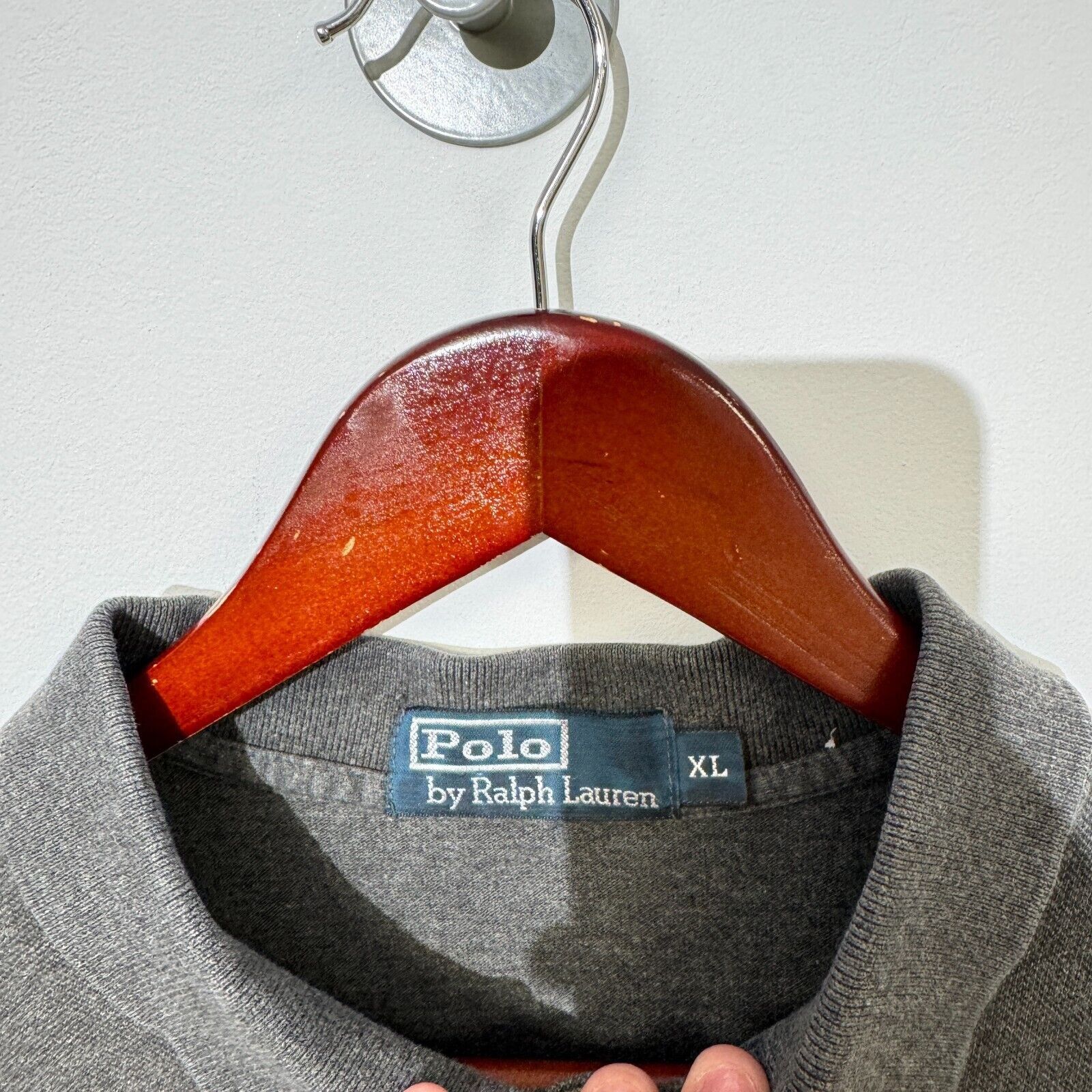 Ralph Lauren × Vintage Vintage Ralph Lauren Unisex Gray Cotton Polo Shirt Size XL Size US XL / EU 56 / 4 - 7 Thumbnail