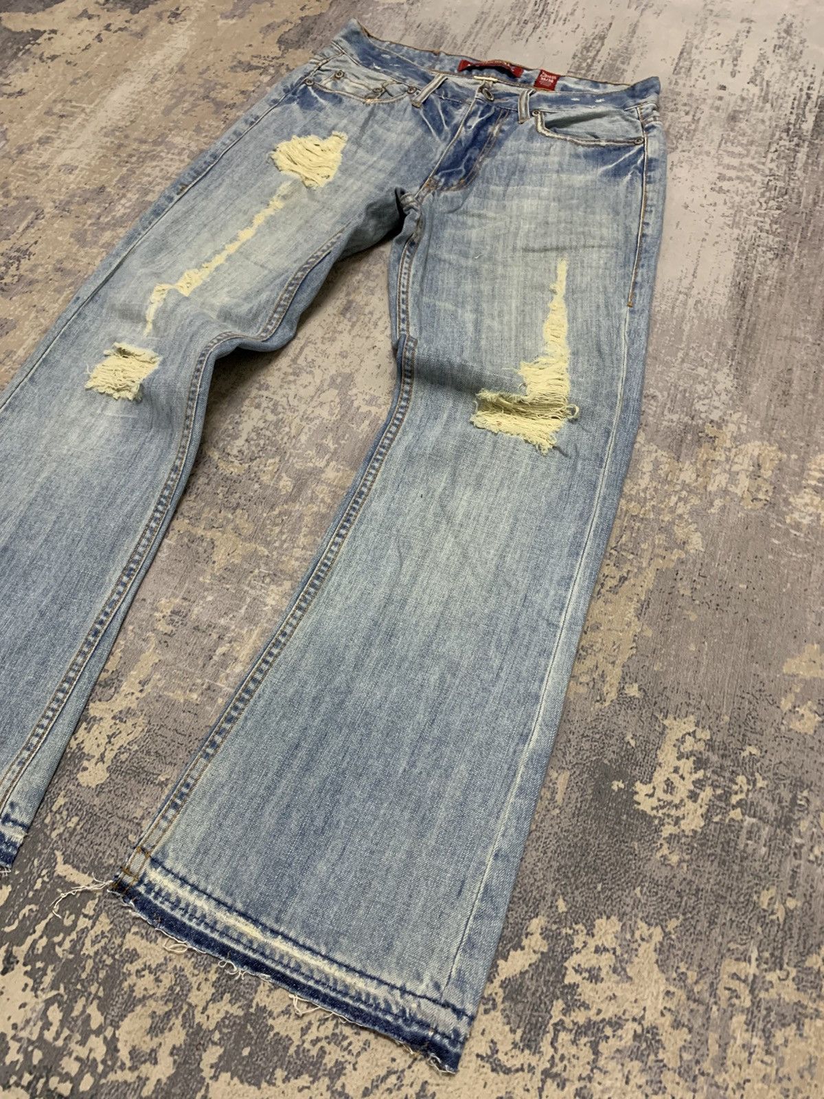 Japanese Brand Aeropostale flare jeans RUSTY distressed grunge stone wash Size US 32 / EU 48 - 5 Thumbnail