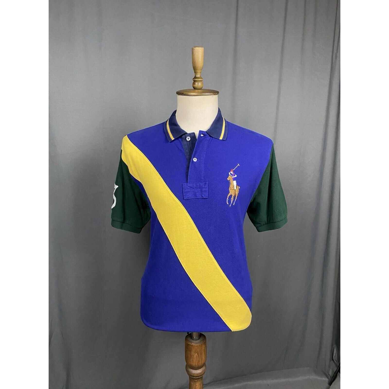 Polo Ralph Lauren Polo Ralph Lauren Big Logo VTG Men's Blue Yellow Polo T-Shir Size US L / EU 52-54 / 3 - 1 Thumbnail