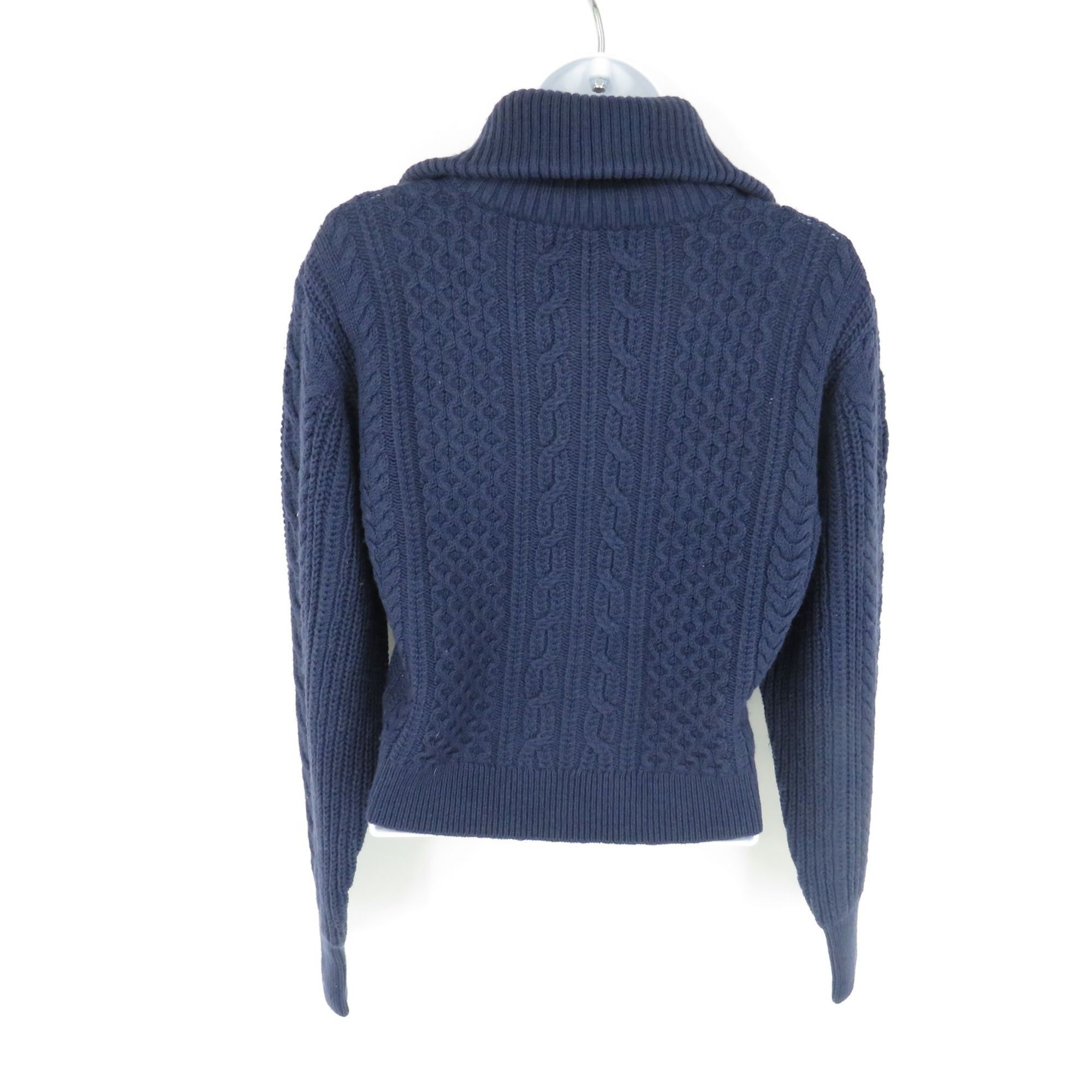 Club Monaco Club Monaco Women's Cropped Cable Knit Navy 1/4 Zip Sweater Size M / US 6-8 / IT 42-44 - 3 Thumbnail