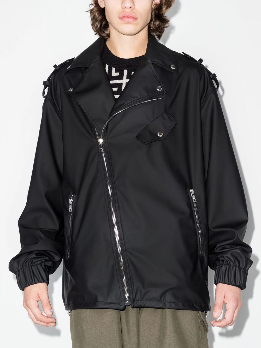 Balmain New Balmain logo-print oversized biker jacket Size US S / EU 44-46 / 1 - 4 Thumbnail