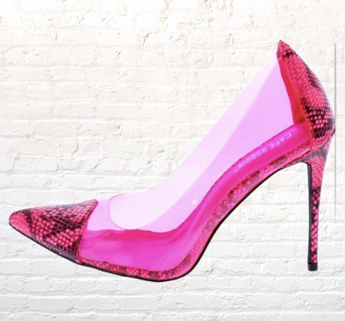 Other PINK SNAKE PRINT LUCITE CLEAR HEEL PUMPS Size US 7.5 / IT 37.5 - 2 Thumbnail