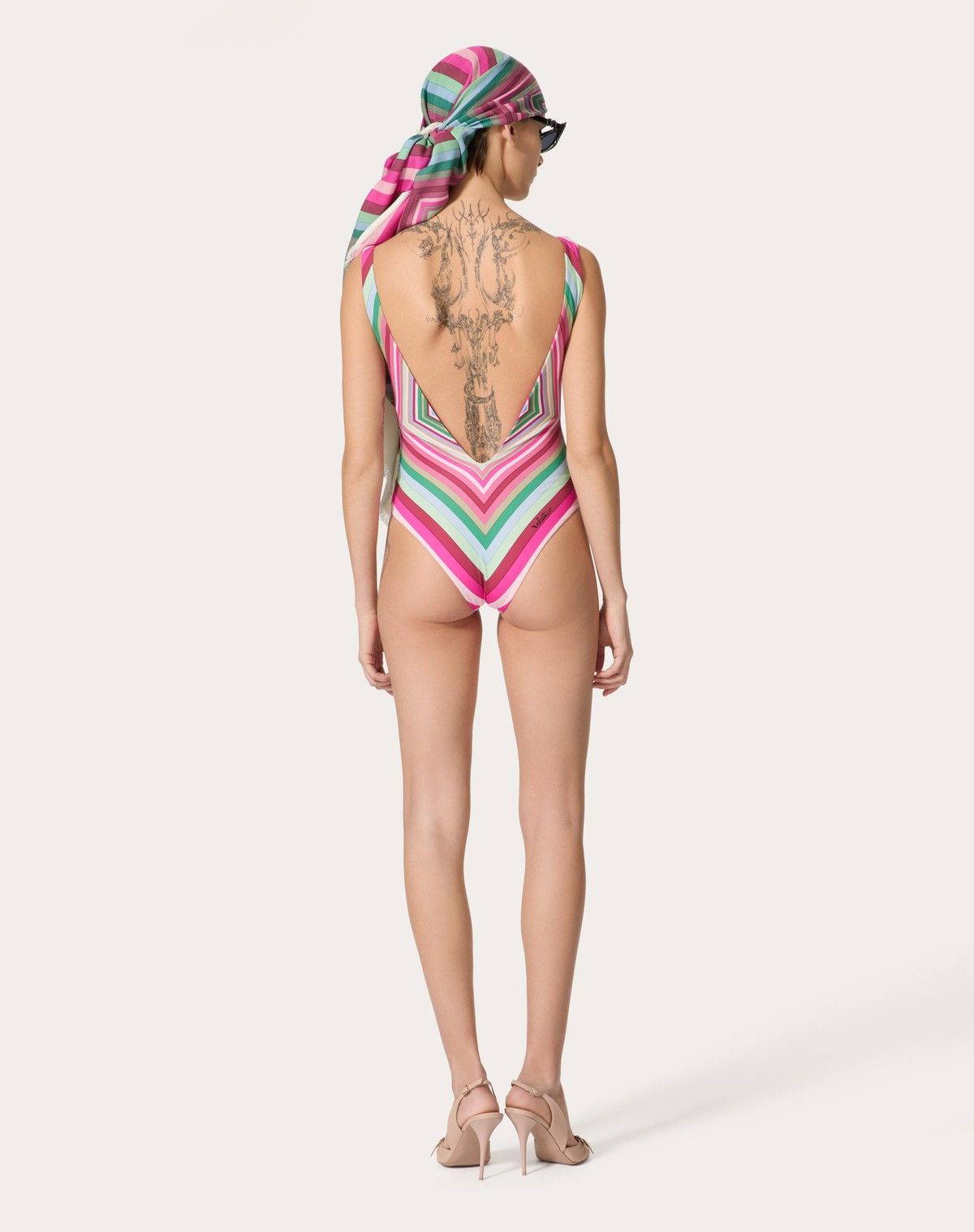Valentino o1s1wg110525 Rhombus Lycra One Piece Swimsuit in Multicolor Size M / US 6-8 / IT 42-44 - 4 Thumbnail
