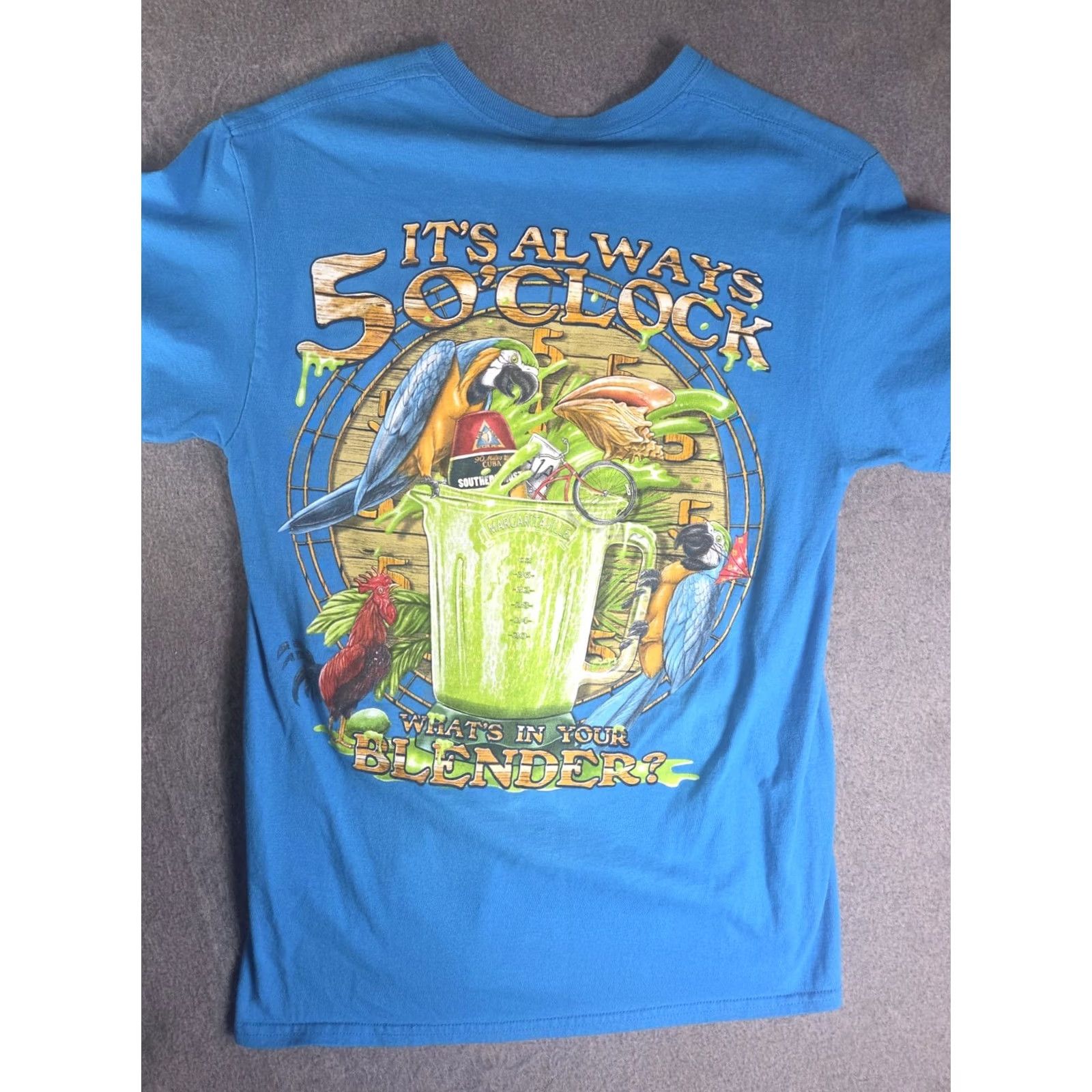 Vintage Margaritaville T Shirt Always 5 O'clock Whats In Your Blender Mens Medium Blue Short Sleeve Shirt Mens M Size US M / EU 48-50 / 2 - 6 Thumbnail