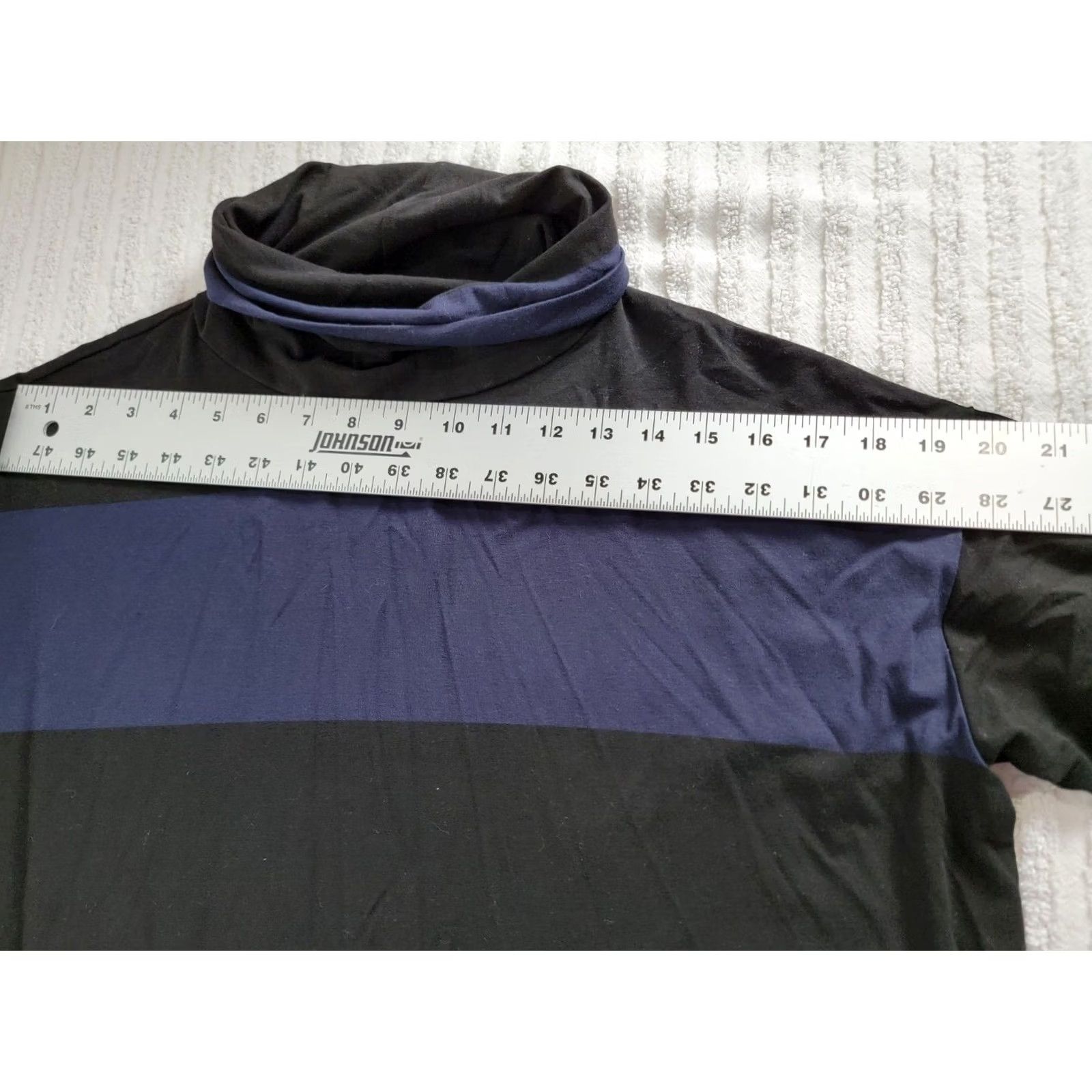 Vintage Ritva Falla Womens Medium Black/Blue Striped Turtleneck Top 3/4 Sleeve Casual Size M / US 6-8 / IT 42-44 - 4 Thumbnail