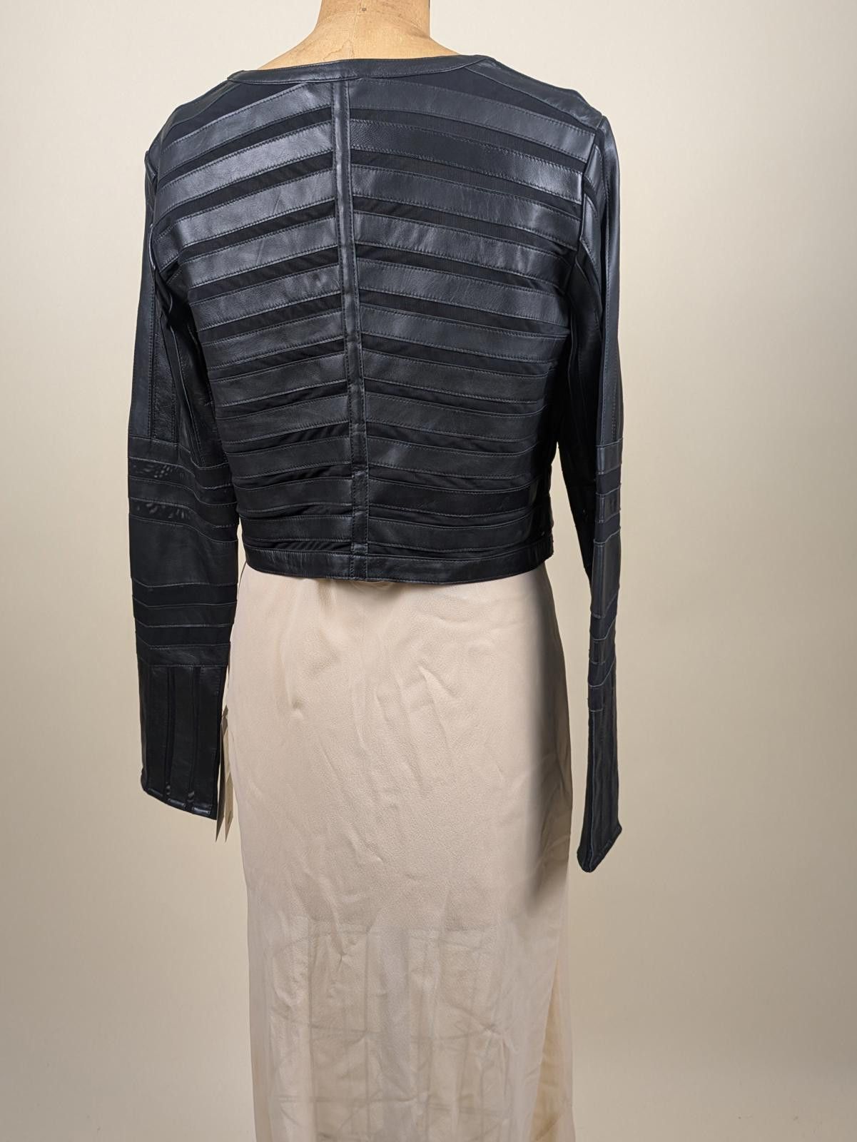 Overland black lamb leather and mesh stripe jacket Size S / US 4 / IT 40 - 5 Thumbnail