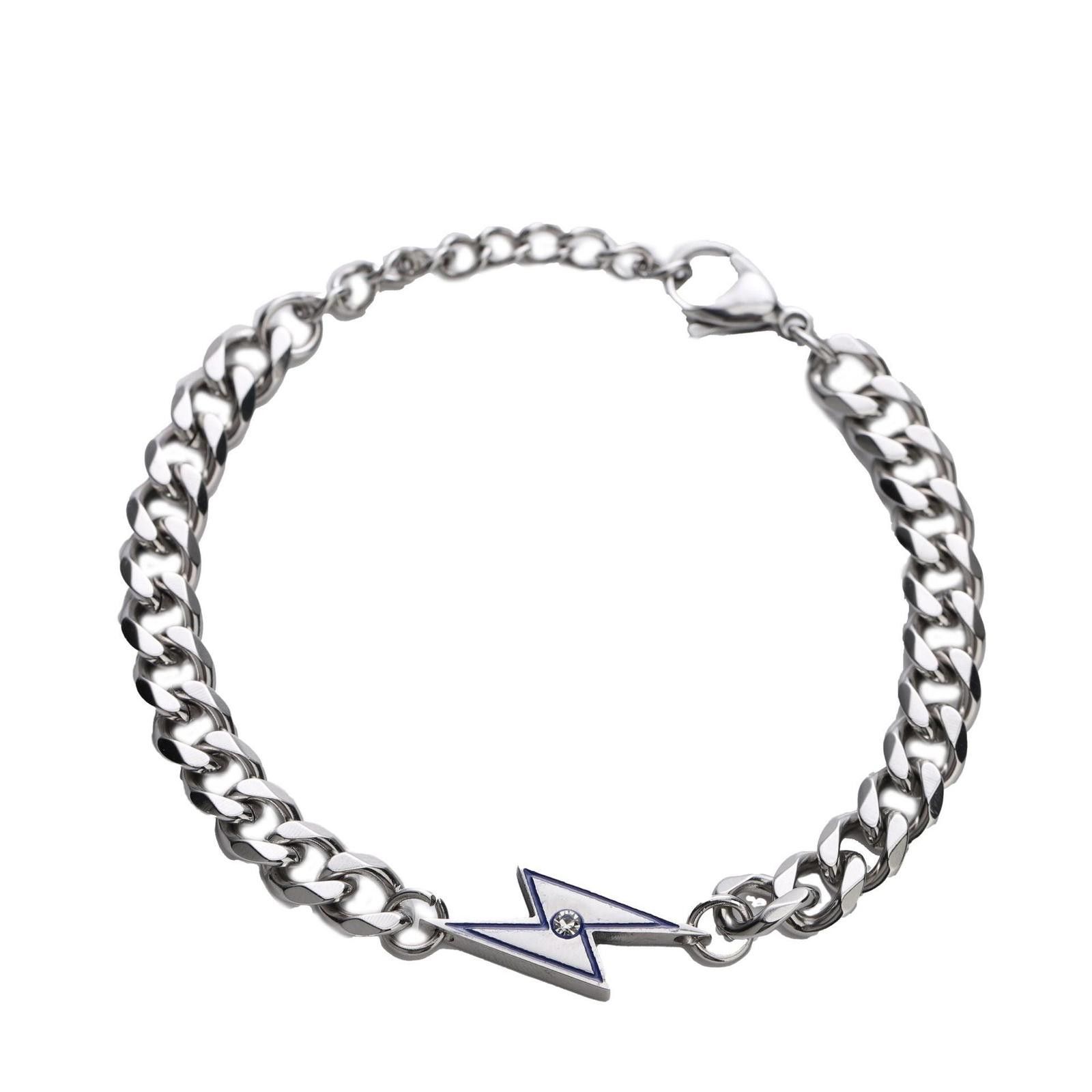 Jewelry Silver Chain Lightning Bolt Bracelet, Chunky Link Bracelet Size ONE SIZE - 4 Thumbnail