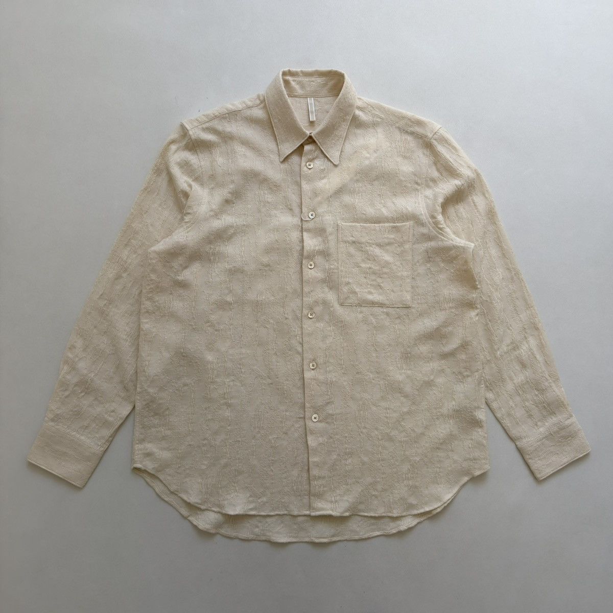 Sunflower ‘Ace’ Textured Cream Cotton Boxy Fit Shirt Size US M / EU 48-50 / 2 - 17 Thumbnail