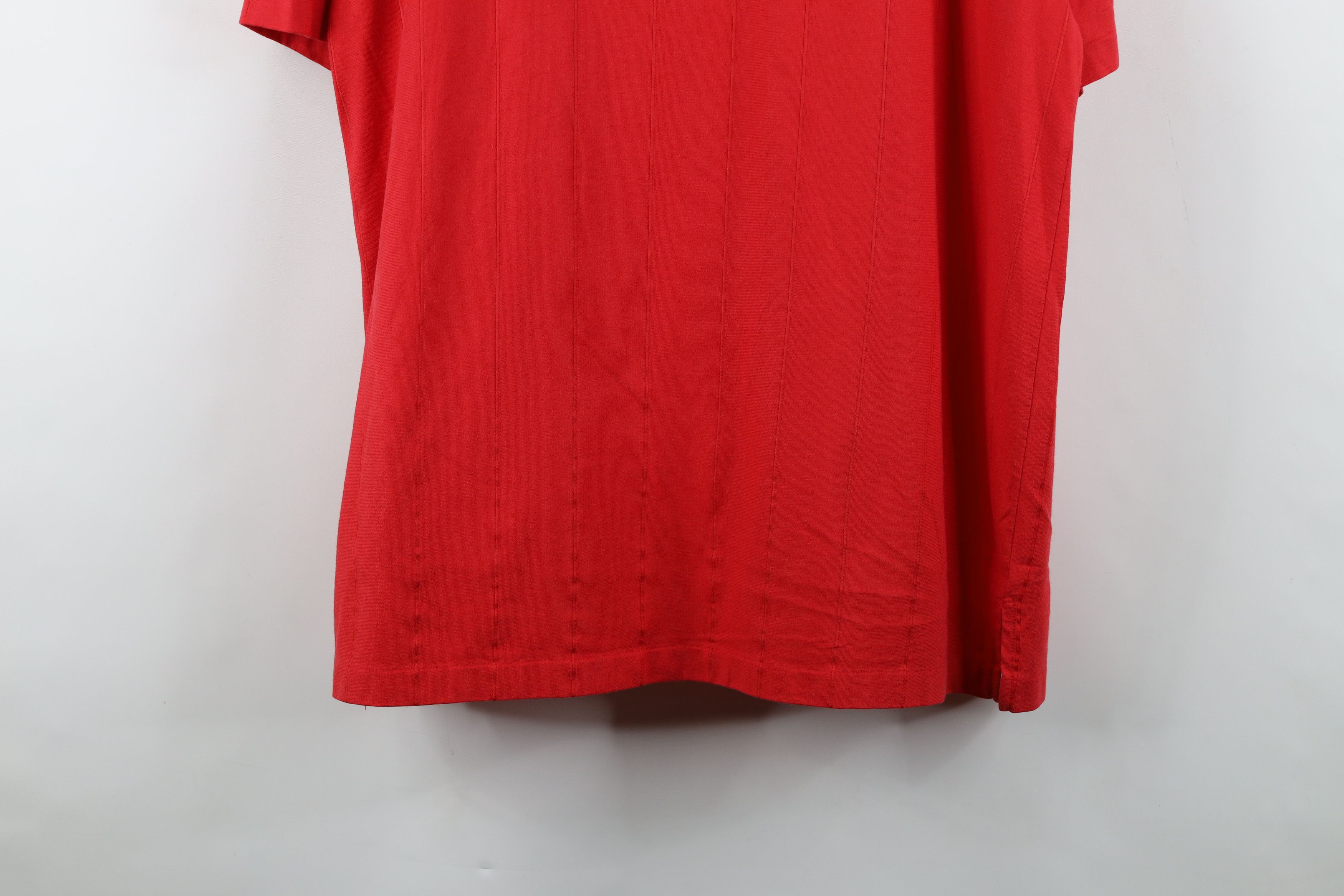 Vintage Vintage 90s Streetwear Striped Knit Golf Polo Shirt Red Size US XL / EU 56 / 4 - 14 Thumbnail