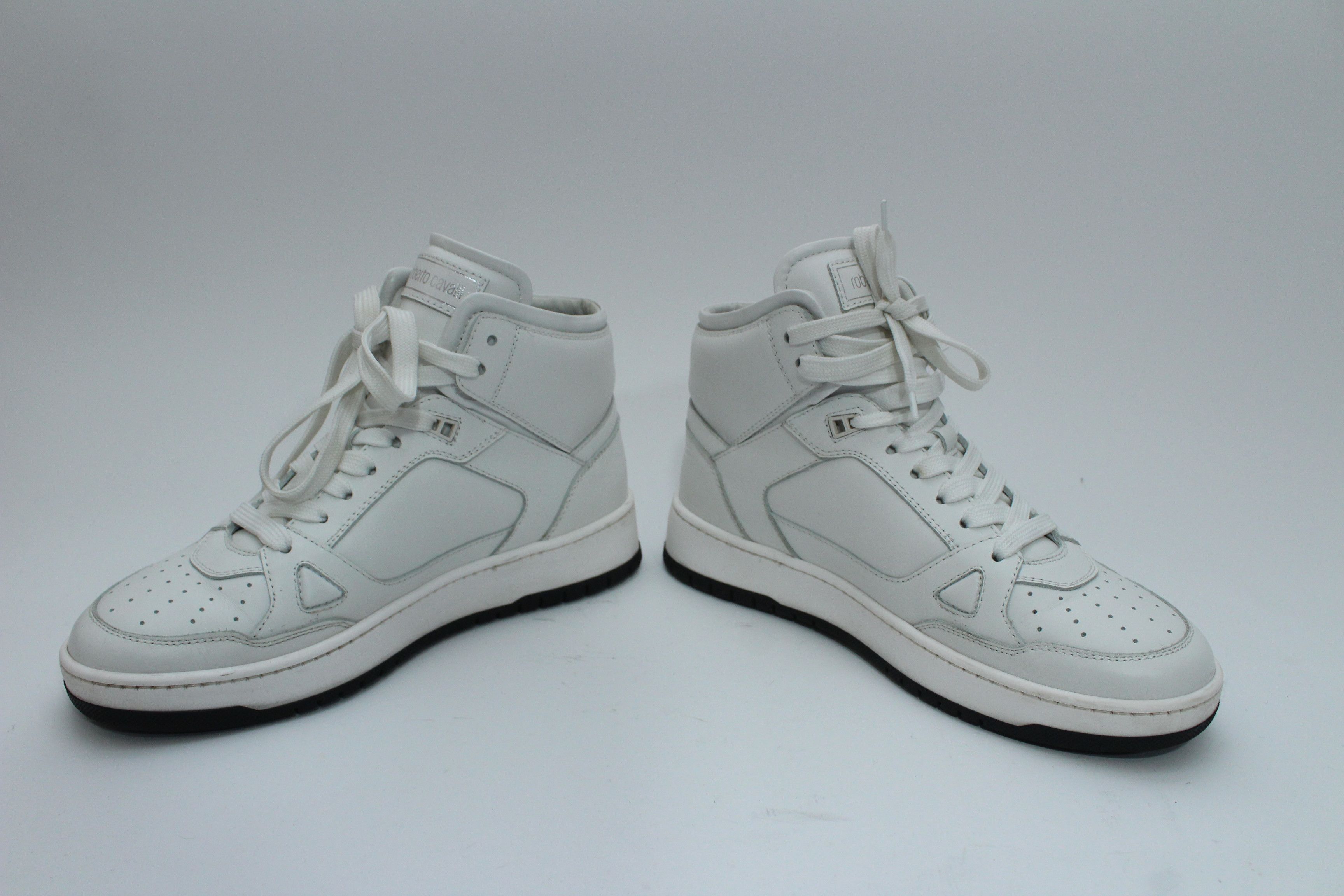 Roberto Cavalli Roberto Cavalli White Leather High-Top RC Logo Sneakers Size US 8 / EU 41 - 3 Thumbnail