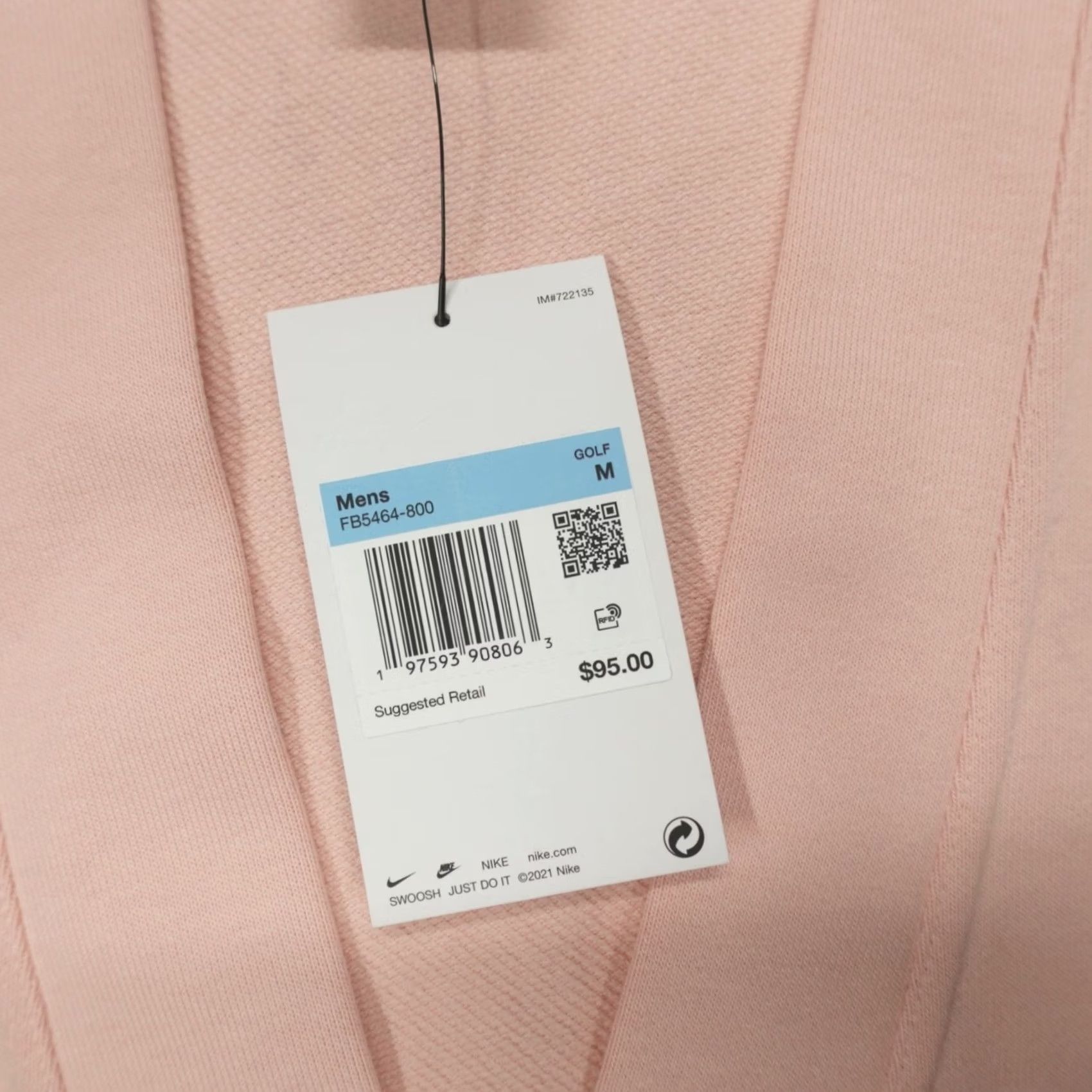 Nike Nike Golf Cardigan Standard Issue Mens Size M Pink Regular Fit Long Sleeve V-Neck Sweater Size US M / EU 48-50 / 2 - 3 Thumbnail