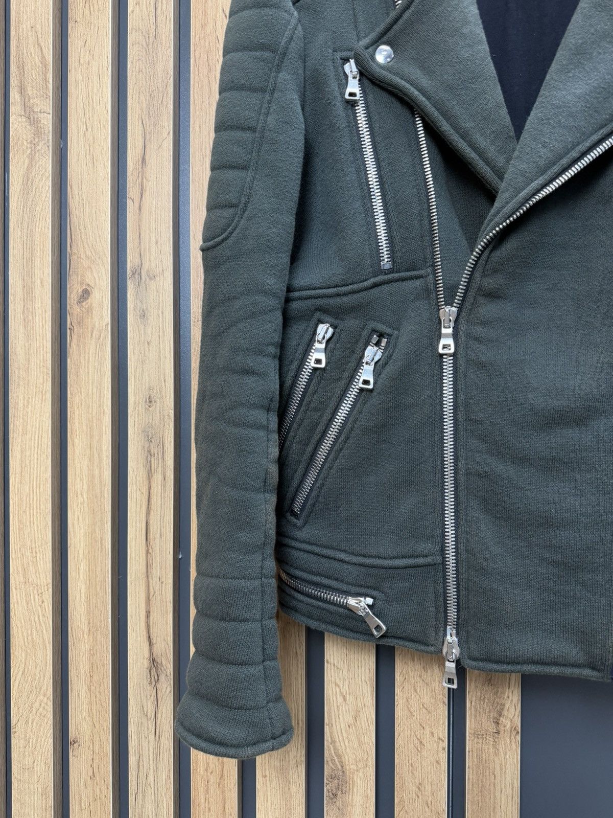 Balmain Balmain Biker Zip Jacket Faded Olive Size L Size US L / EU 52-54 / 3 - 3 Thumbnail