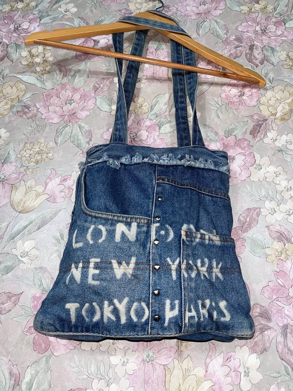 Hysteric Glamour Vintage 90s Y2K Shoulder Bag Distressed Denim Jean diesel Size ONE SIZE - 3 Thumbnail
