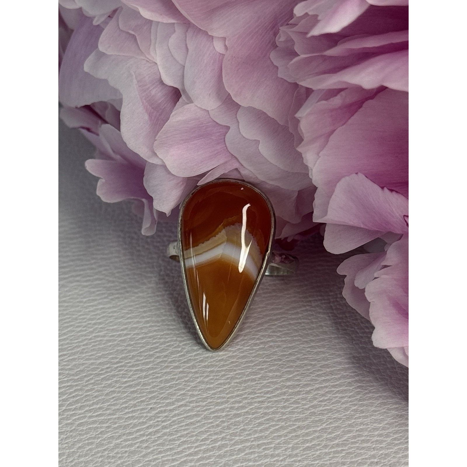 Jewelry 925 STERLING SILVER AGATE RING SIZE 7.5 Size ONE SIZE - 2 Thumbnail