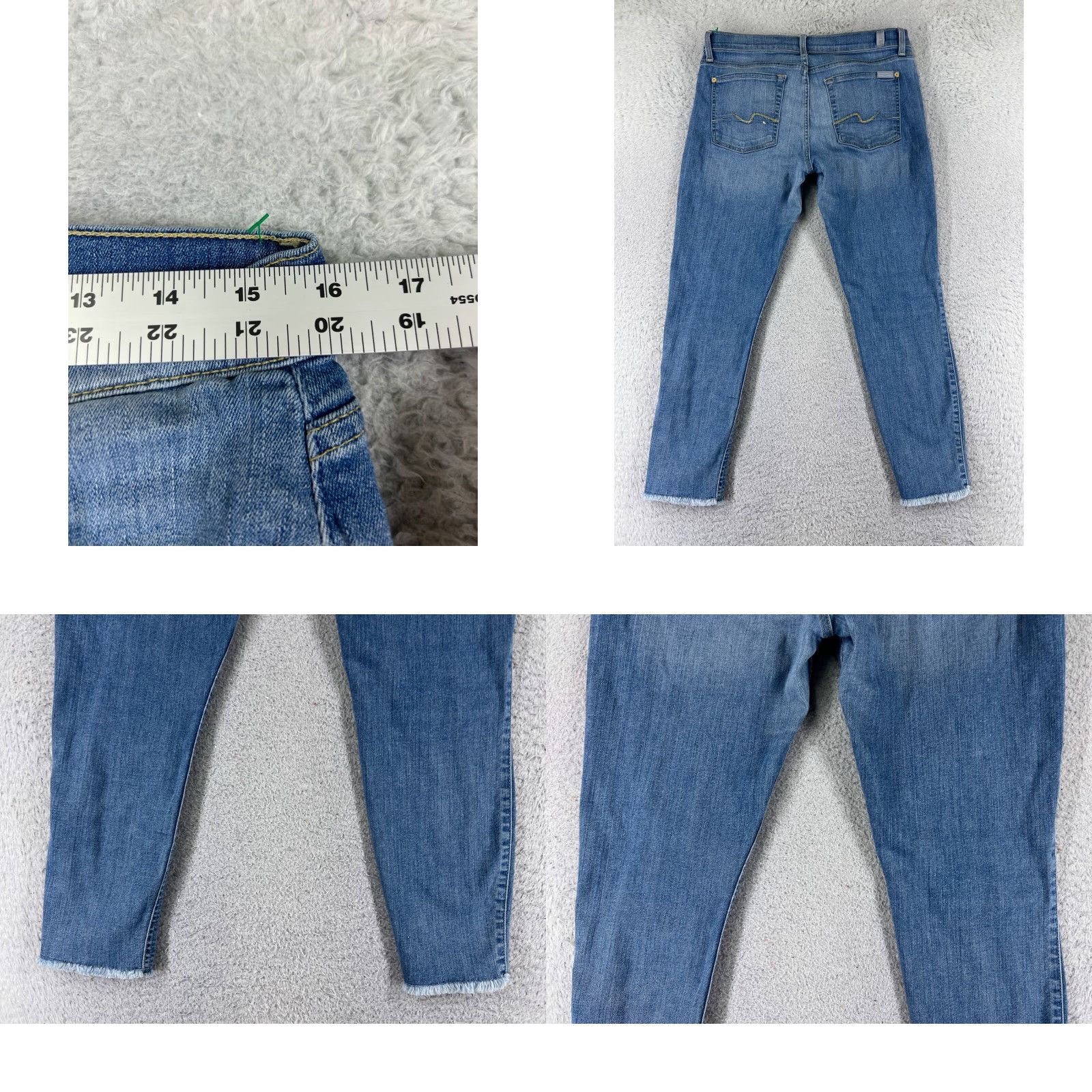7 For All Mankind 7 For All Mankind Jeans Womens 31 Blue Denim Ankle Cotton 30x25 Regular Zip Pocket 5-Pocket Solid Color 30 Waist Inseam 25 Size 24" / US 00 / IT 34 - 9 Thumbnail