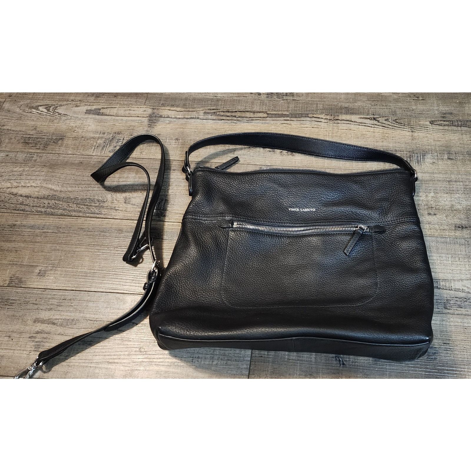 Vince Camuto Vince Camuto Black Soft Leather Purse Bag Zippers Preowned Y Size ONE SIZE - 1 Thumbnail