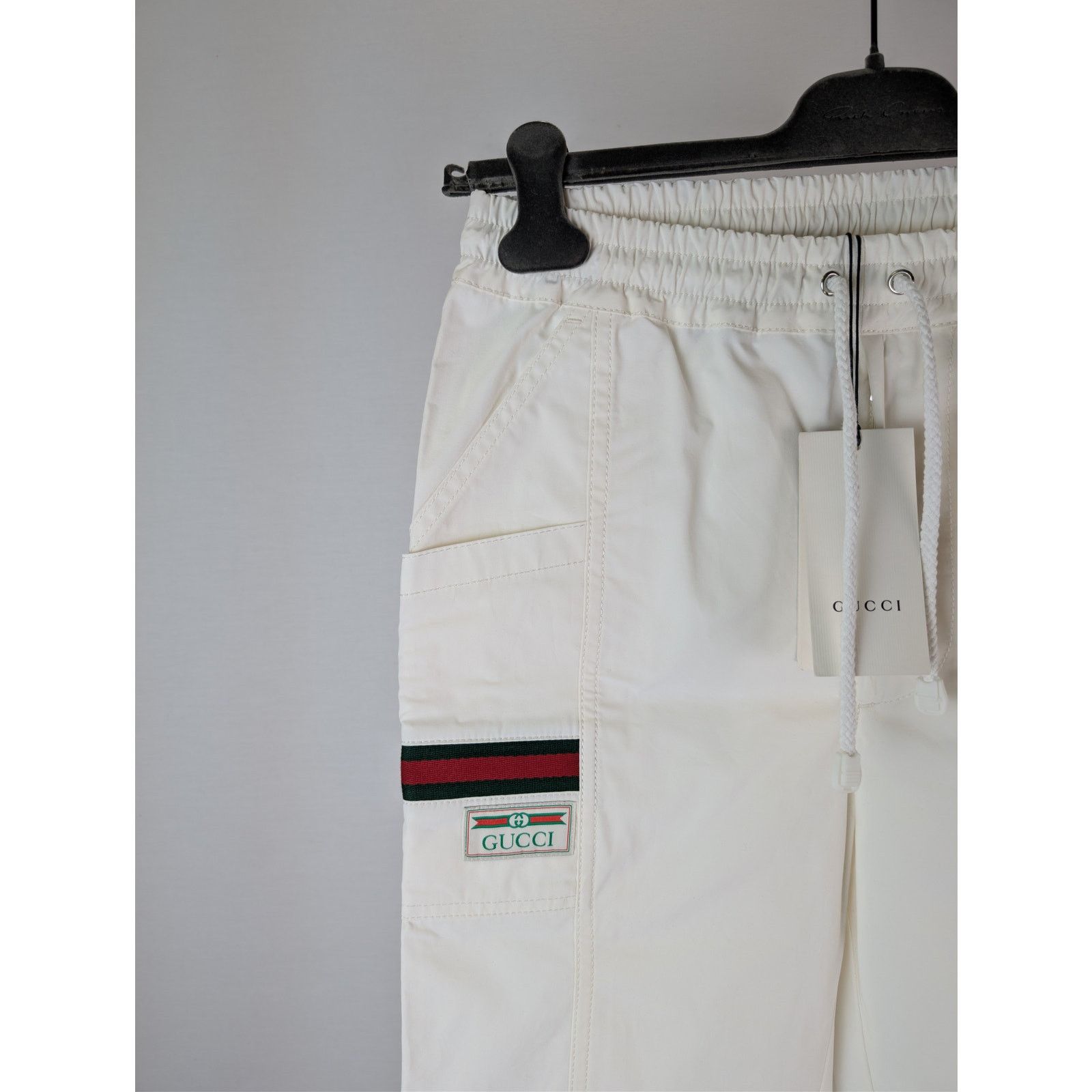 Gucci o1rshd1 Cotton Canvas W/Web Pants Trouser Sweatpants White Size US 44 / EU 60 - 5 Thumbnail