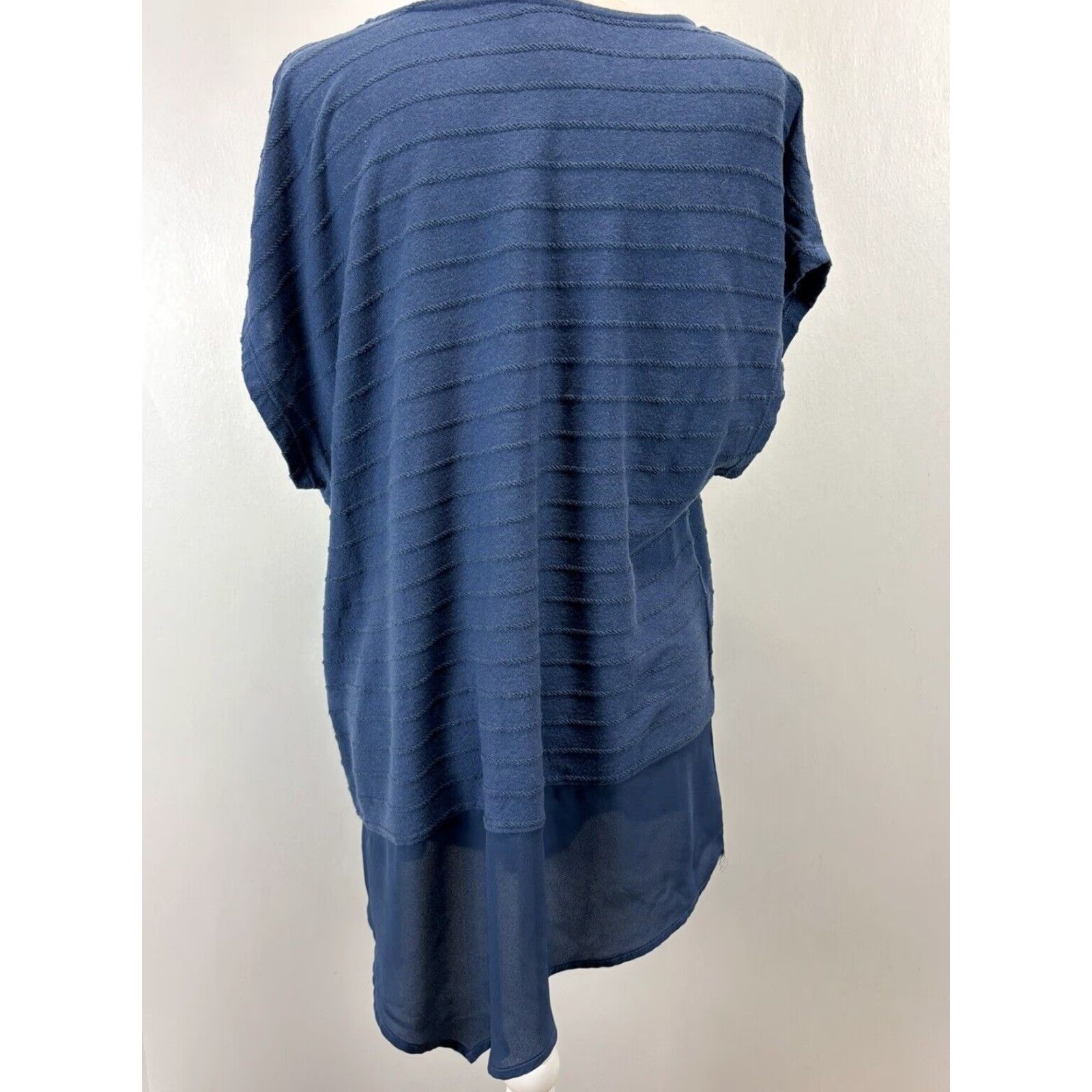 Vintage Chicos Blue Cotton Blend Tunic Top Shirt Womens 3X Blue Chiffon Trim Size XS / US 0-2 / IT 36-38 - 3 Thumbnail