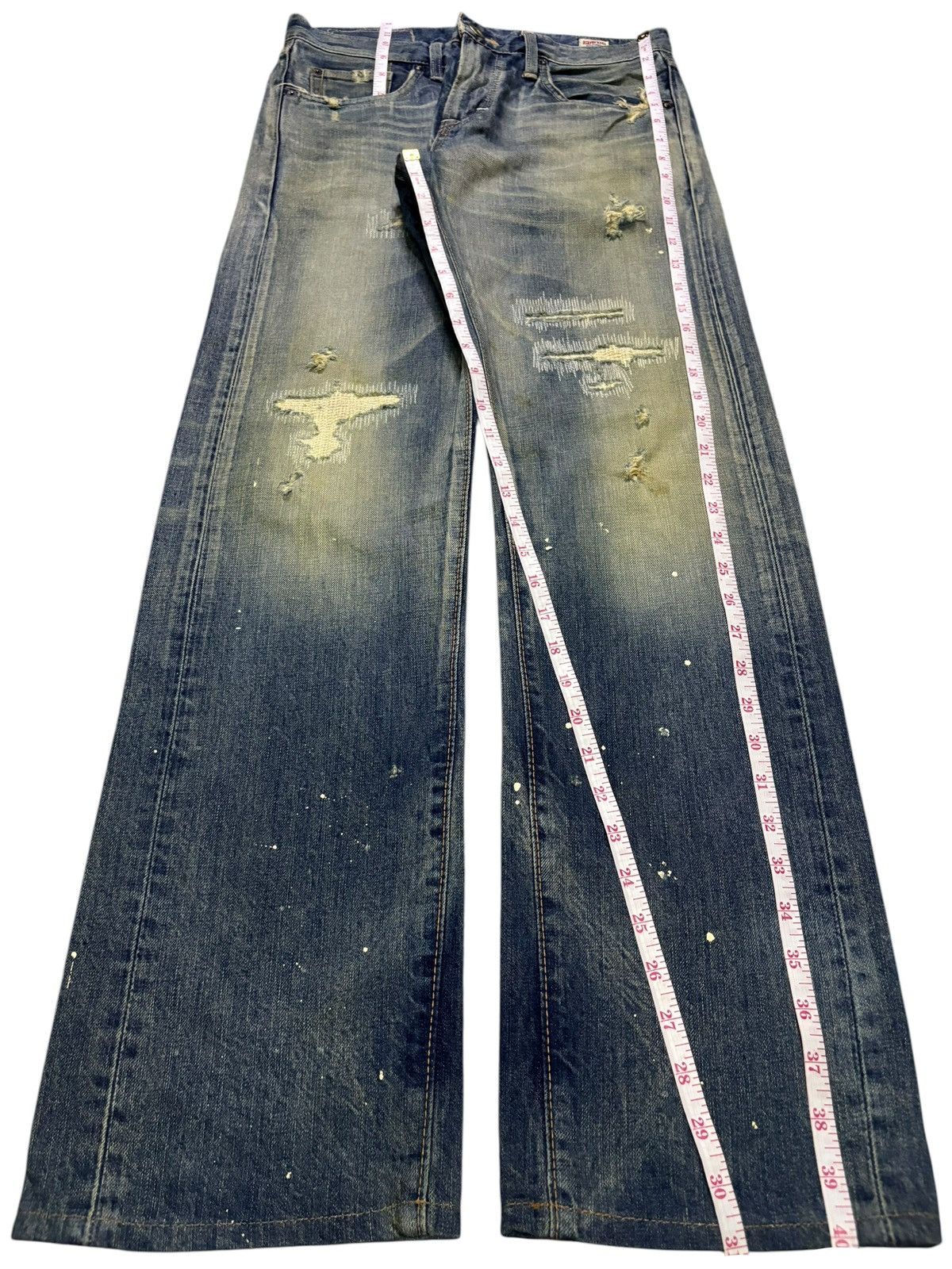 Edwin Vintage Edwin Painted Mud Wash Distress Sashiko Loose Jeans Size US 28 / EU 44 - 15 Thumbnail