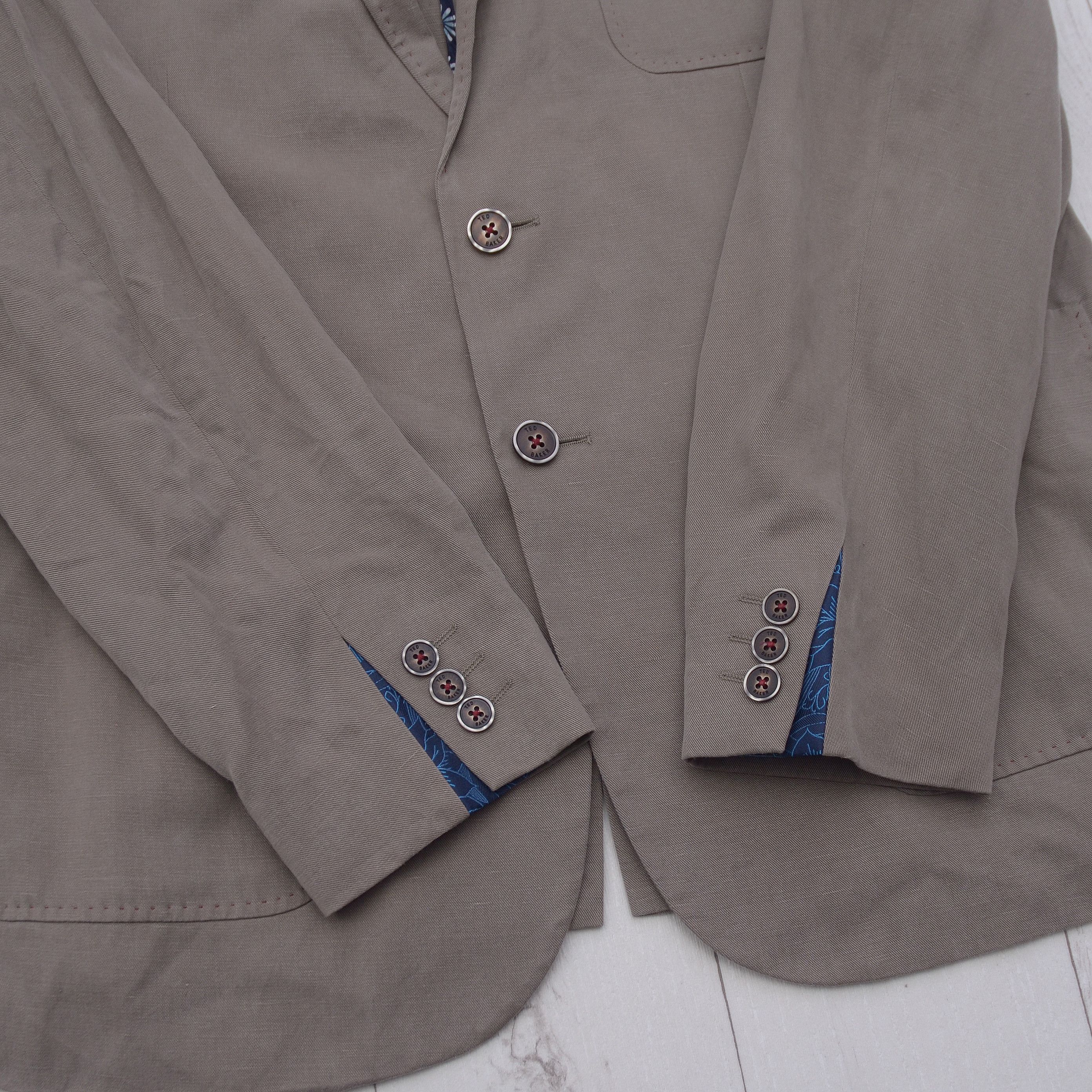 Ted Baker Ted Baker Casual Blazer Gray Lyocell Linen Flowers 54 EUR 6 Size 54R - 7 Thumbnail