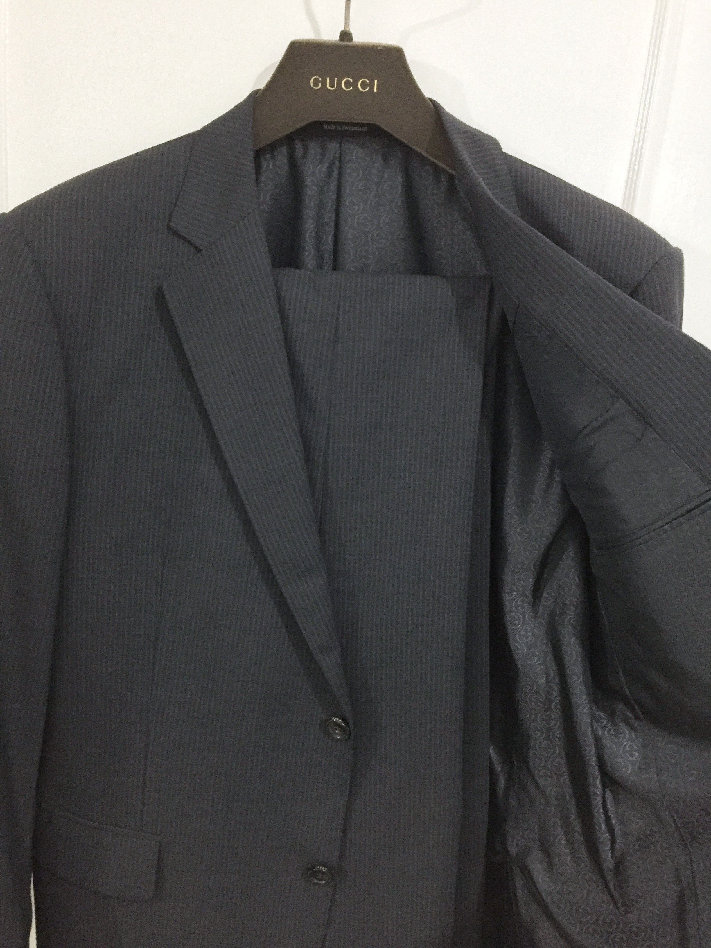 Gucci GUCCI DARK GRAY 100% WOOL PINSTRIPED TWO-BUTTON SUIT Size 54R - 3 Thumbnail